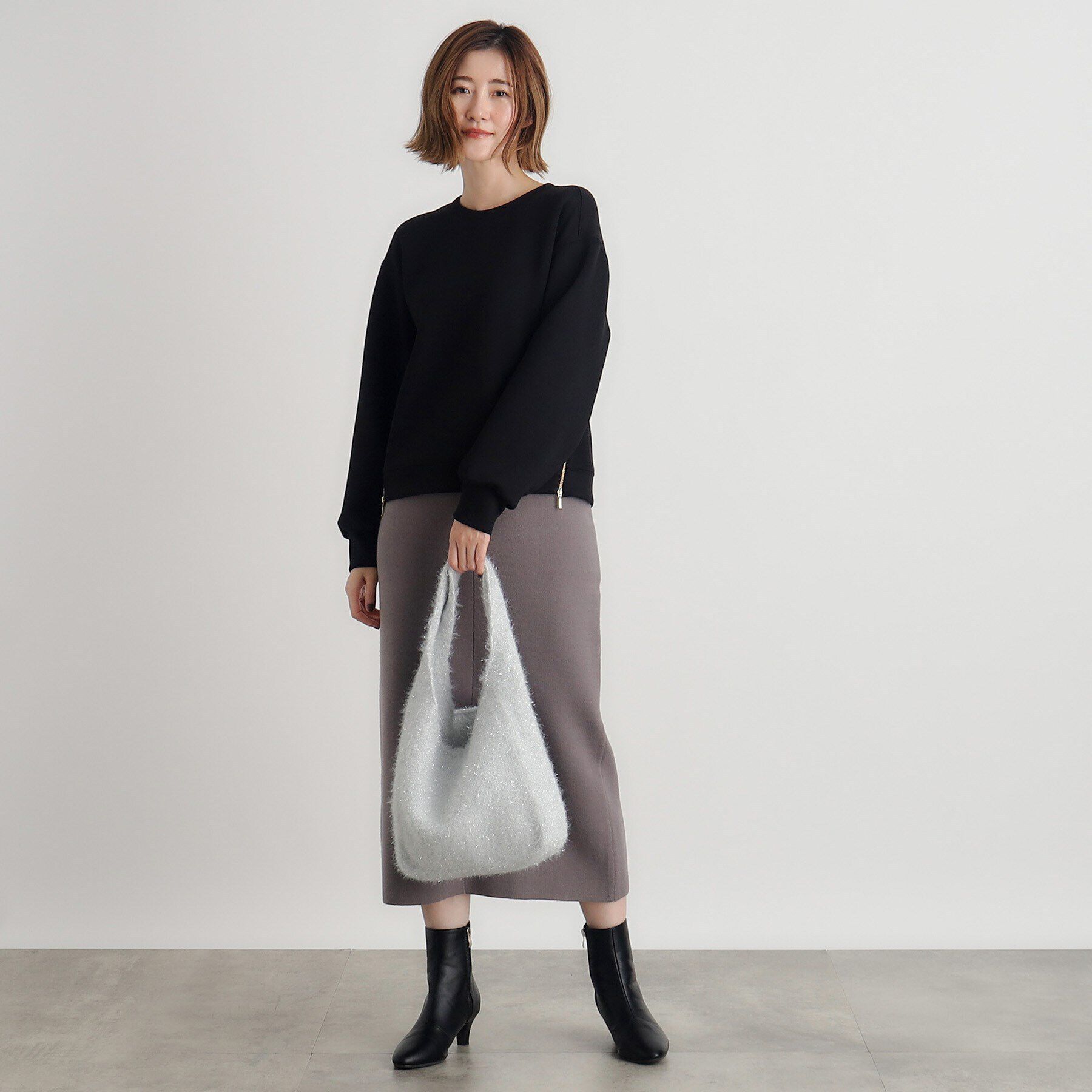 grove「ラメニットショルダー」|トートバッグ|