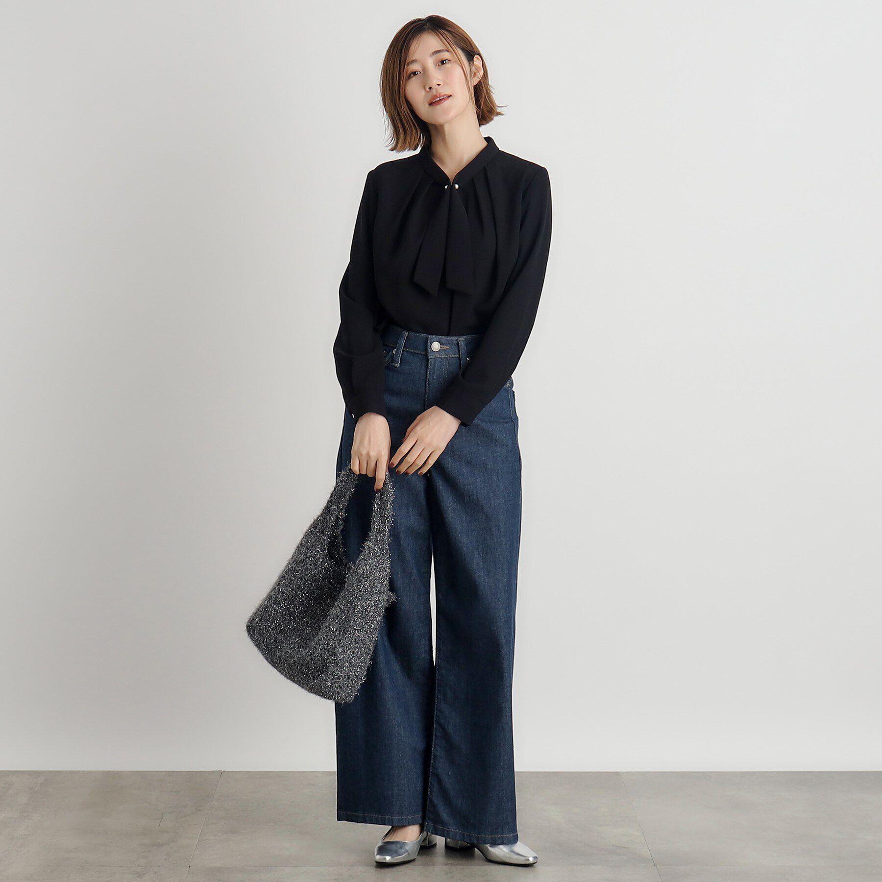 grove「ラメニットショルダー」|トートバッグ|