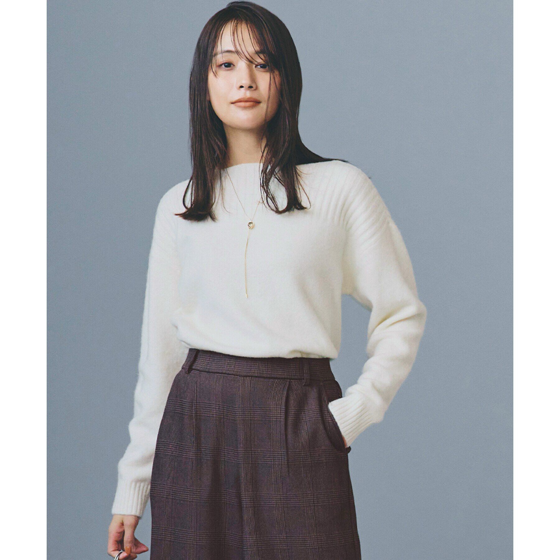 grove「ボートネックヨークリブプルオーバー【洗える】」|ニット・セーター|オフホワイト(003