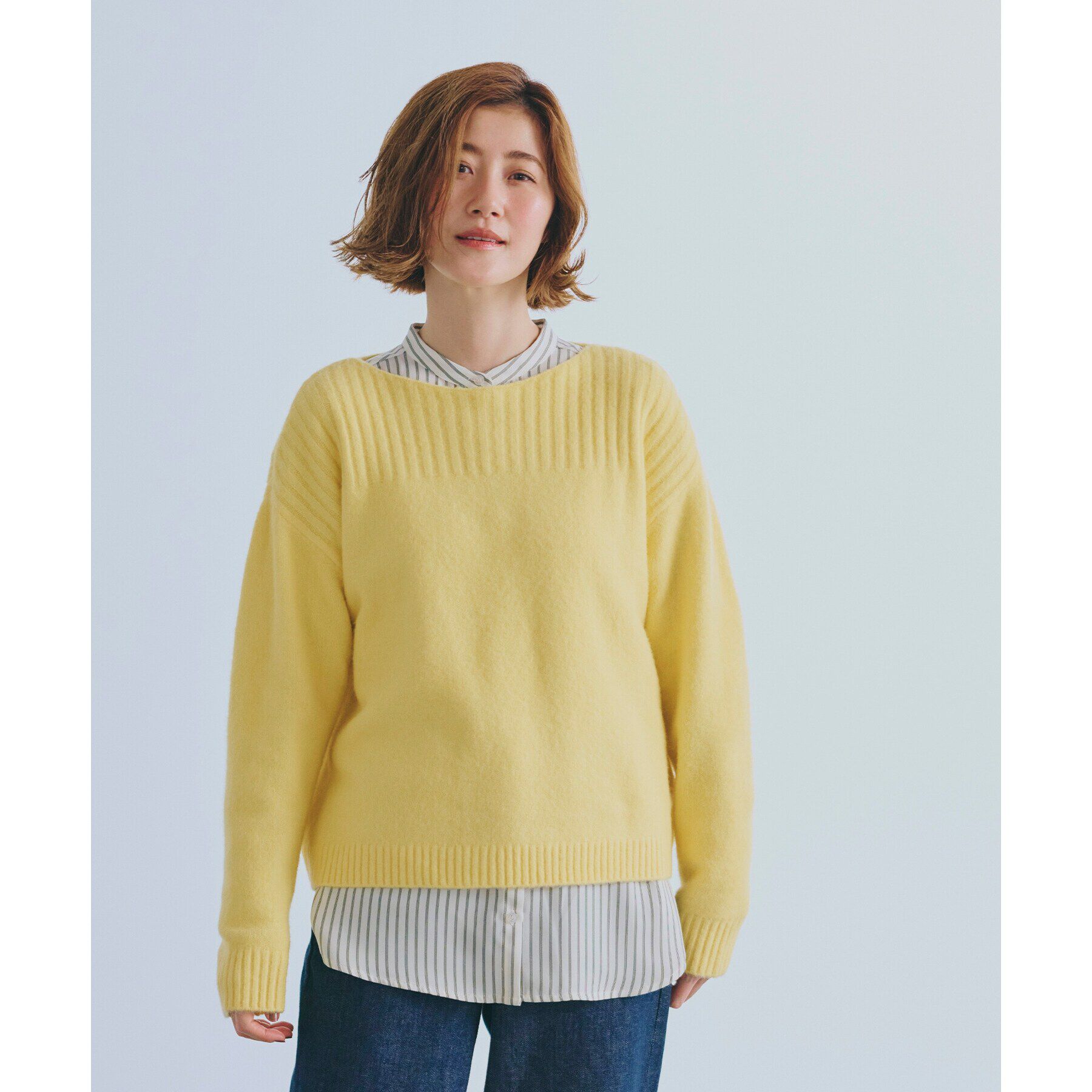 grove「ボートネックヨークリブプルオーバー【洗える】」|ニット・セーター|カナリアイエロー(0
