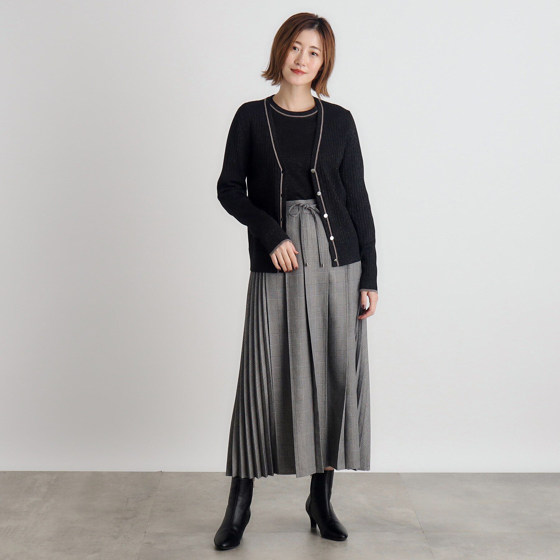 grove「ウール混ラメアンサンブル対応カーディガン」|カーディガン|