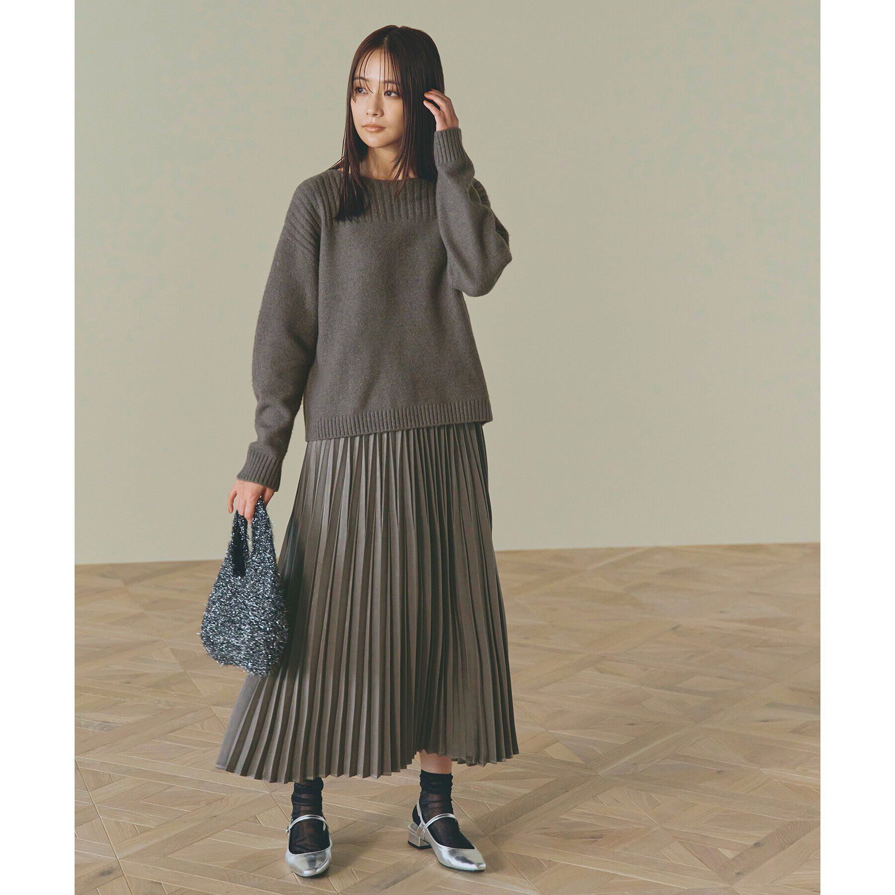 grove「スウェーディサテンプリーツスカート」|スカート|