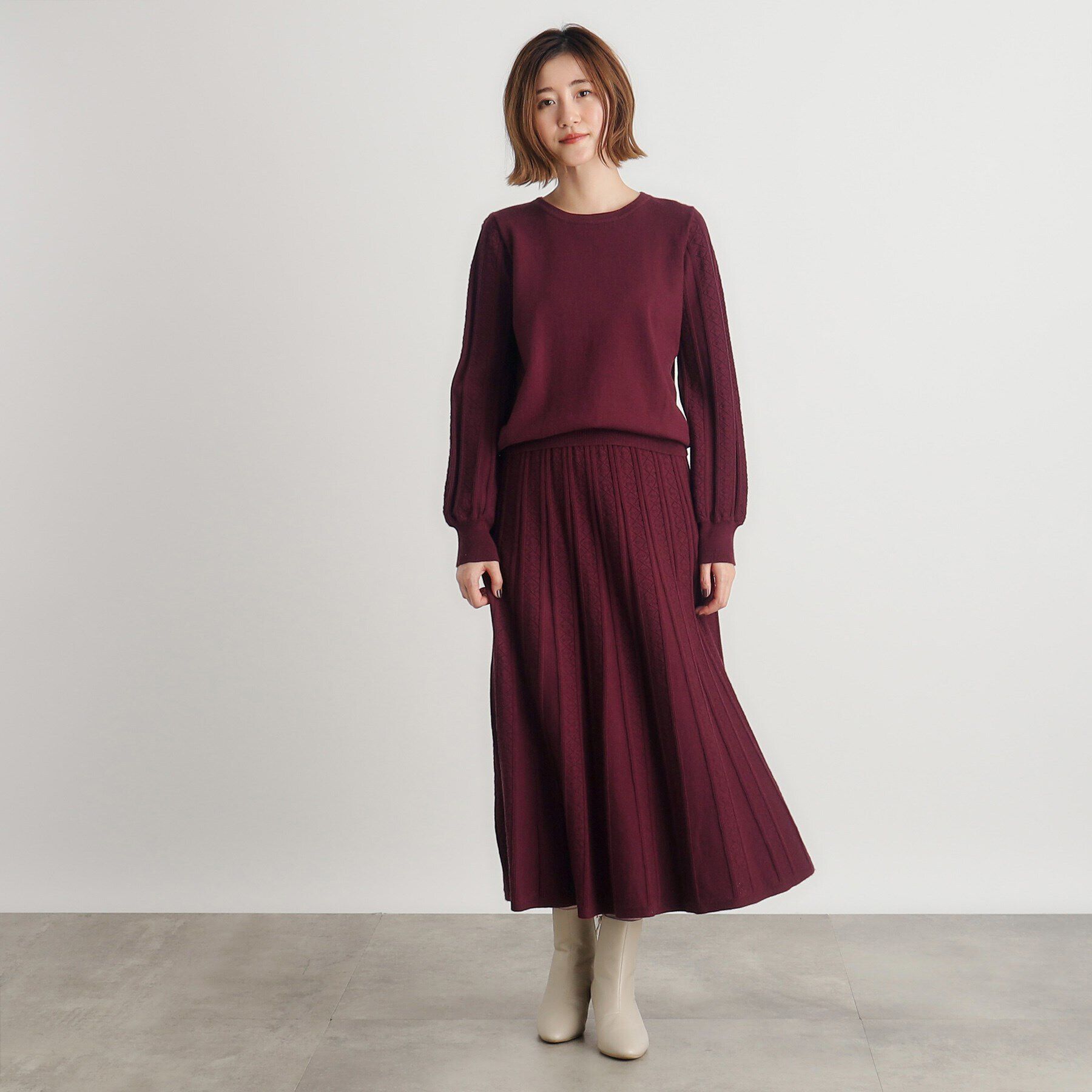 grove「SET UP対応 透かし編み柄ニットスカート」|スカート|