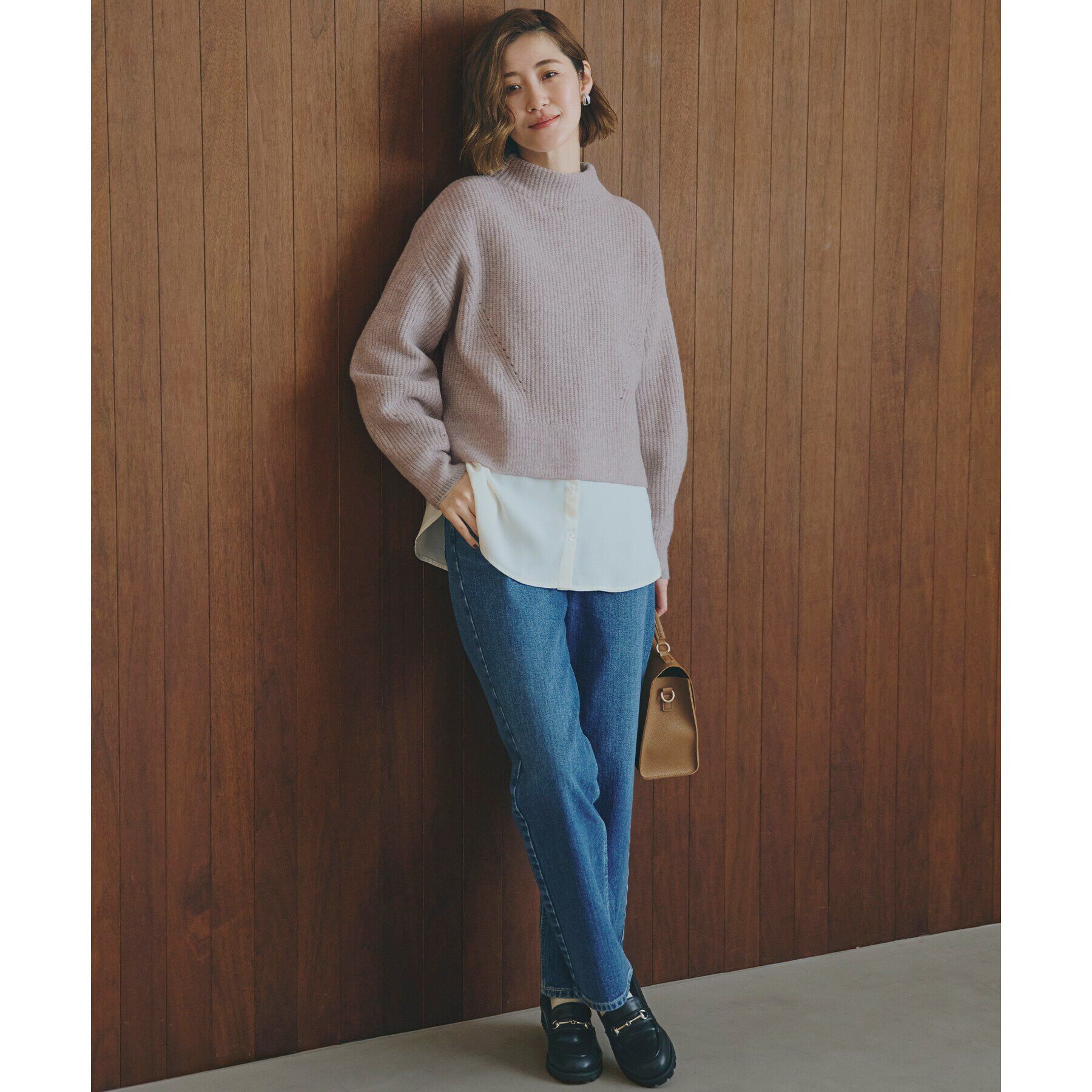 grove「【雑誌掲載】洗えるミルドライクウール混畔ボトルネックニット」|ニット・セーター|