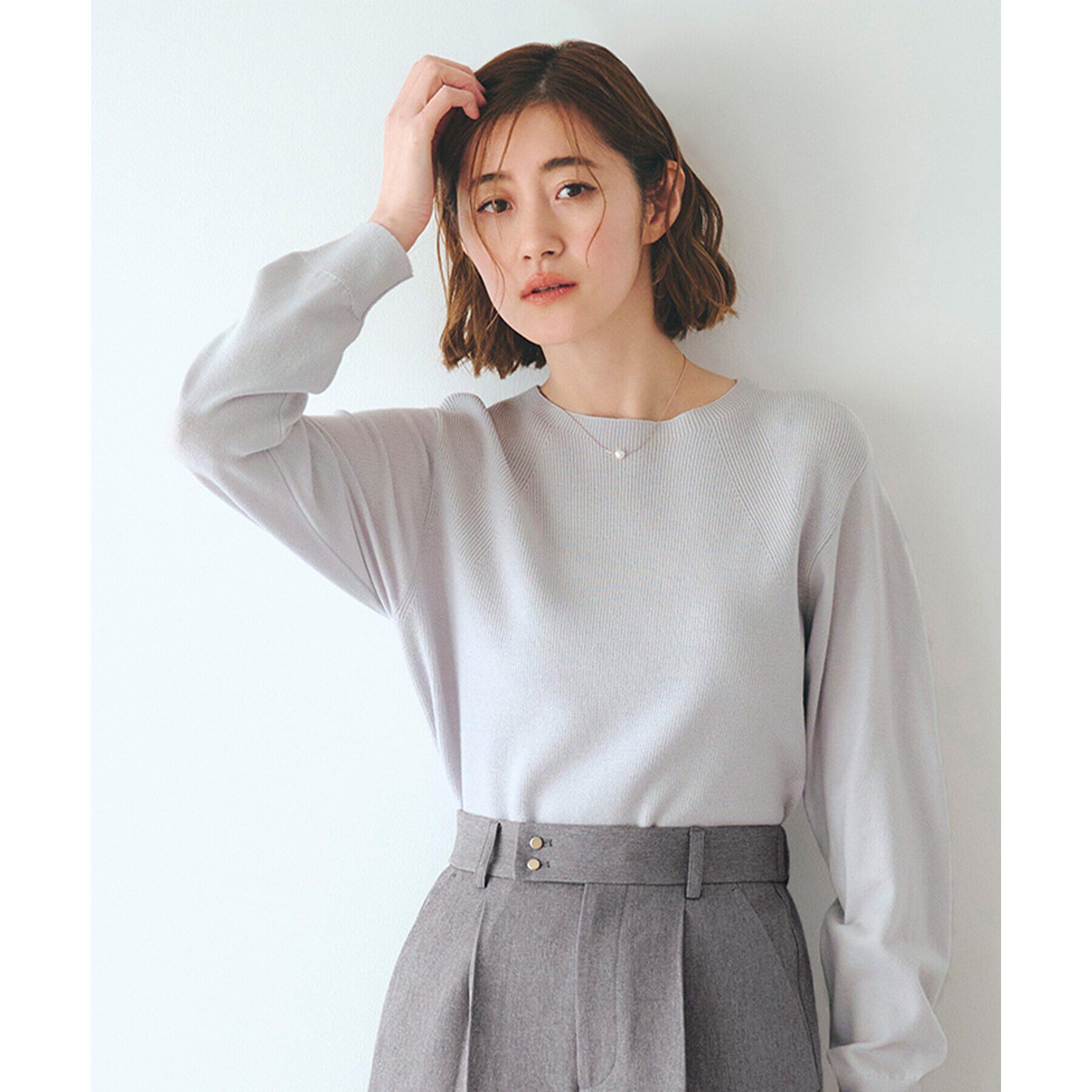 grove「【洗える】毛玉軽減ニットプルオーバー」|ニット・セーター|ライトグレー(010