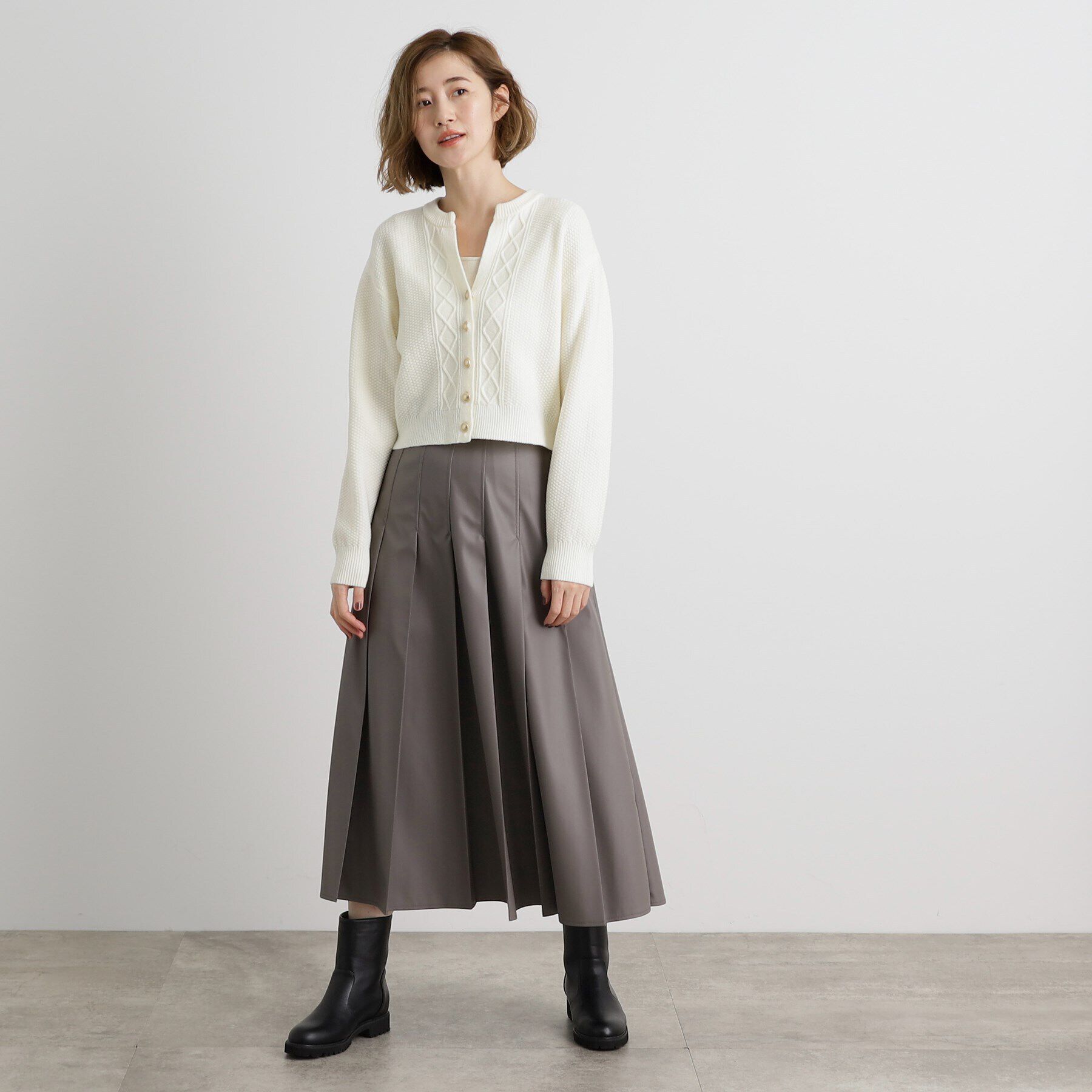 grove「スリットネッククロップドカーディガン」|カーディガン|