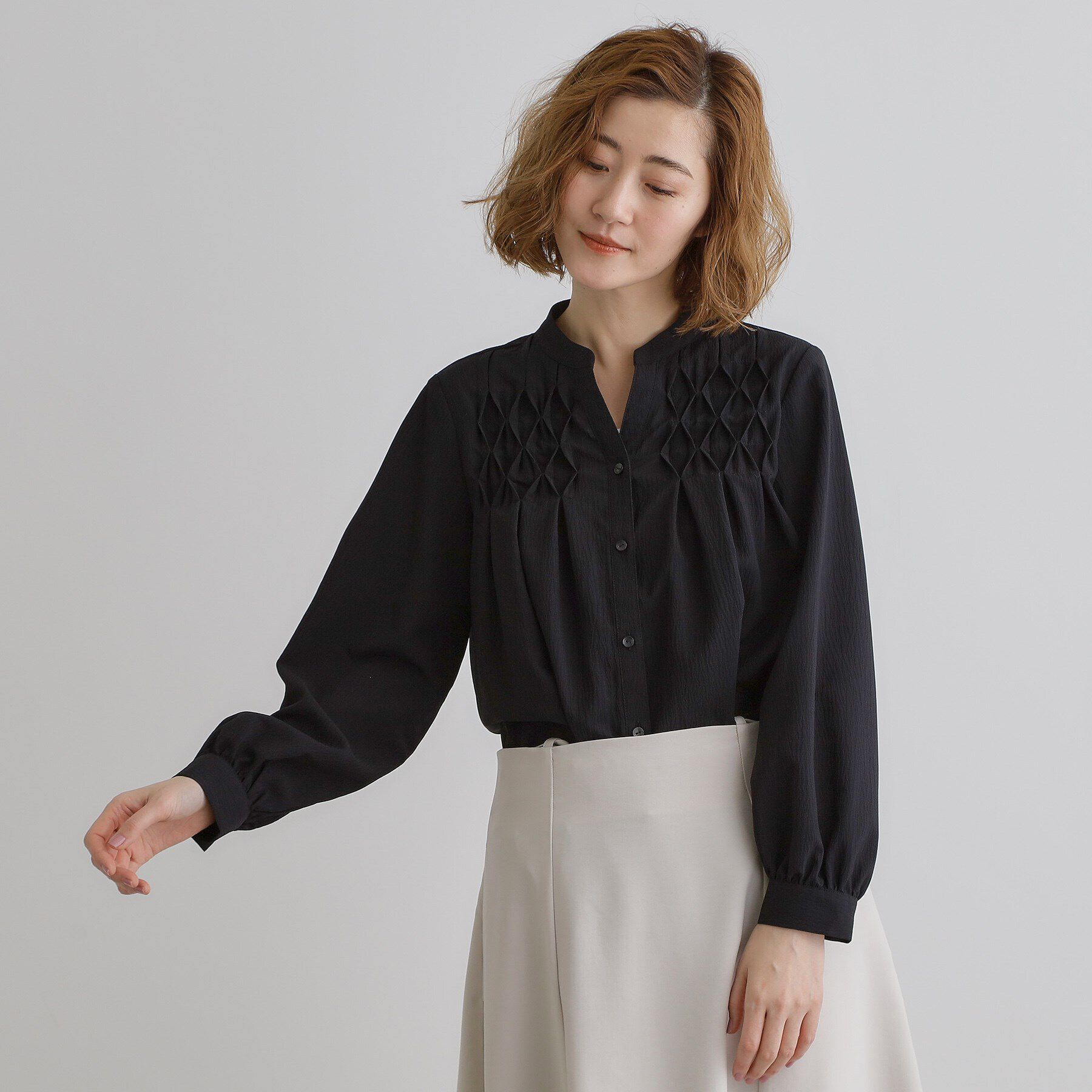 grove「スモッキングタックスキッパーブラウス」|シャツ・ブラウス|