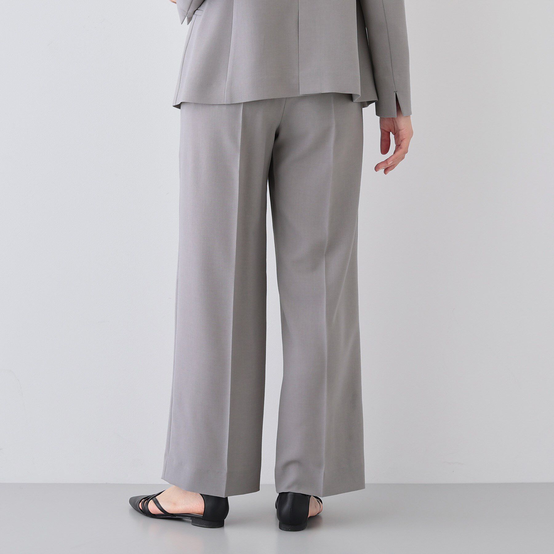 INDIVI「【洗える／UVケア／SETUP可能】ウール調ワイドパンツ」|スーツ|
