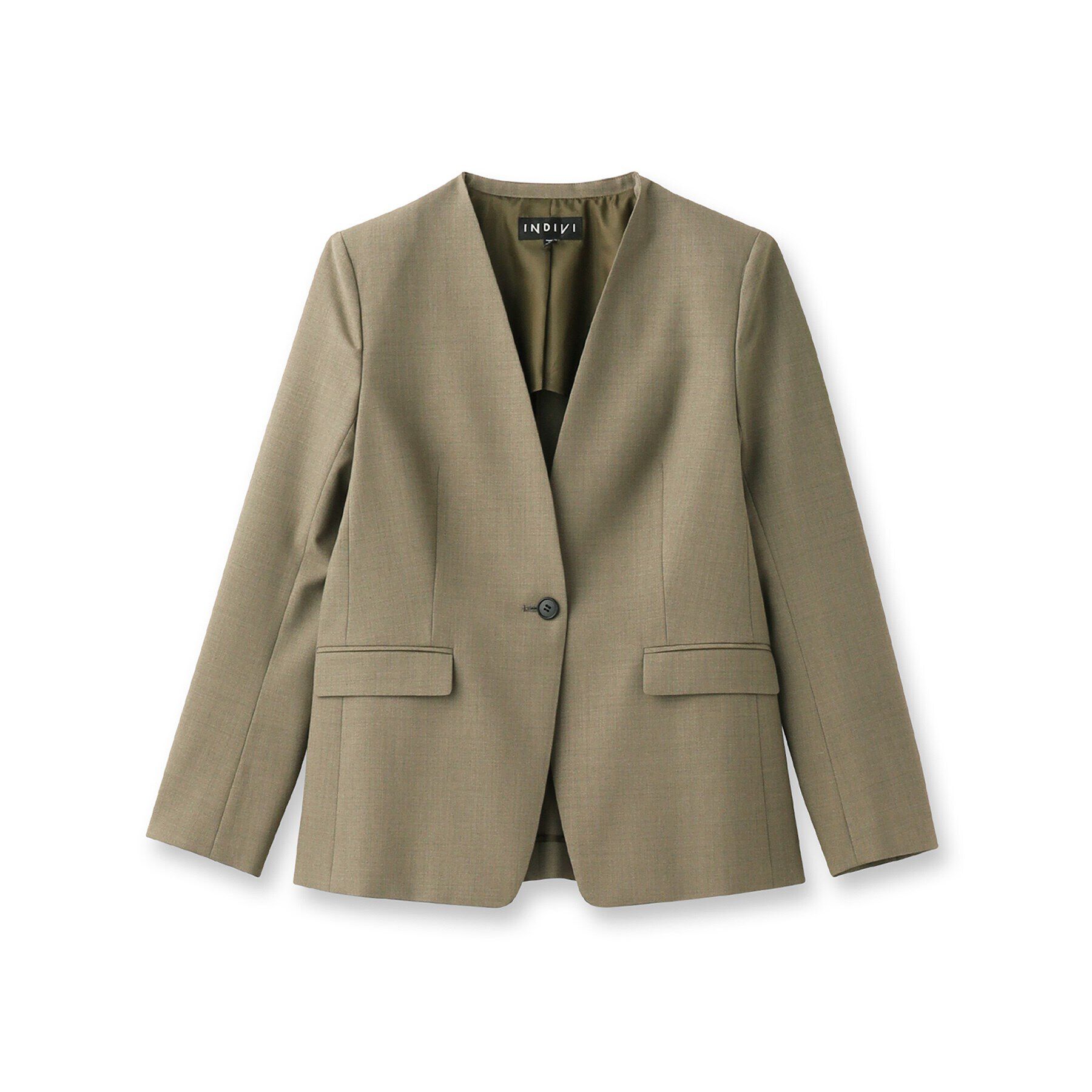 INDIVI「【定番スーツ／ウール混】無地ノーカラージャケット」|スーツ|