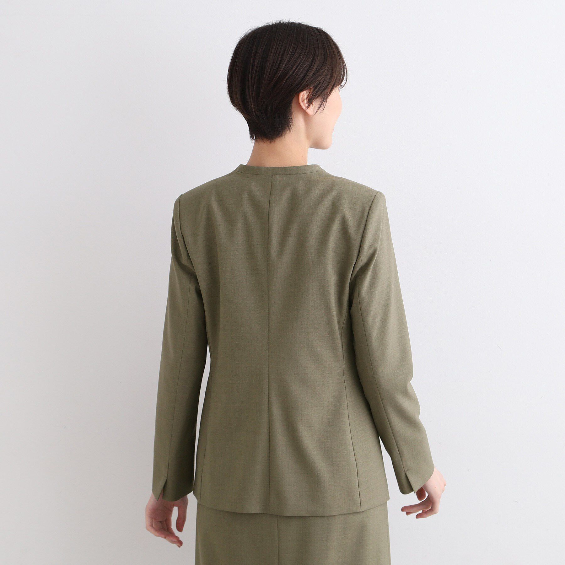 INDIVI「【定番スーツ／ウール混】無地ノーカラージャケット」|スーツ|