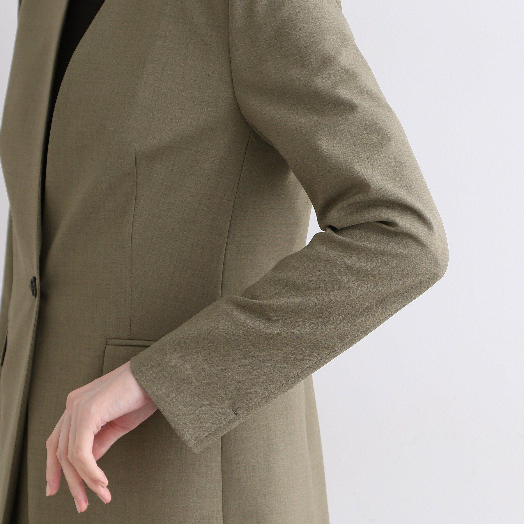 INDIVI「【定番スーツ／ウール混】無地ノーカラージャケット」|スーツ|