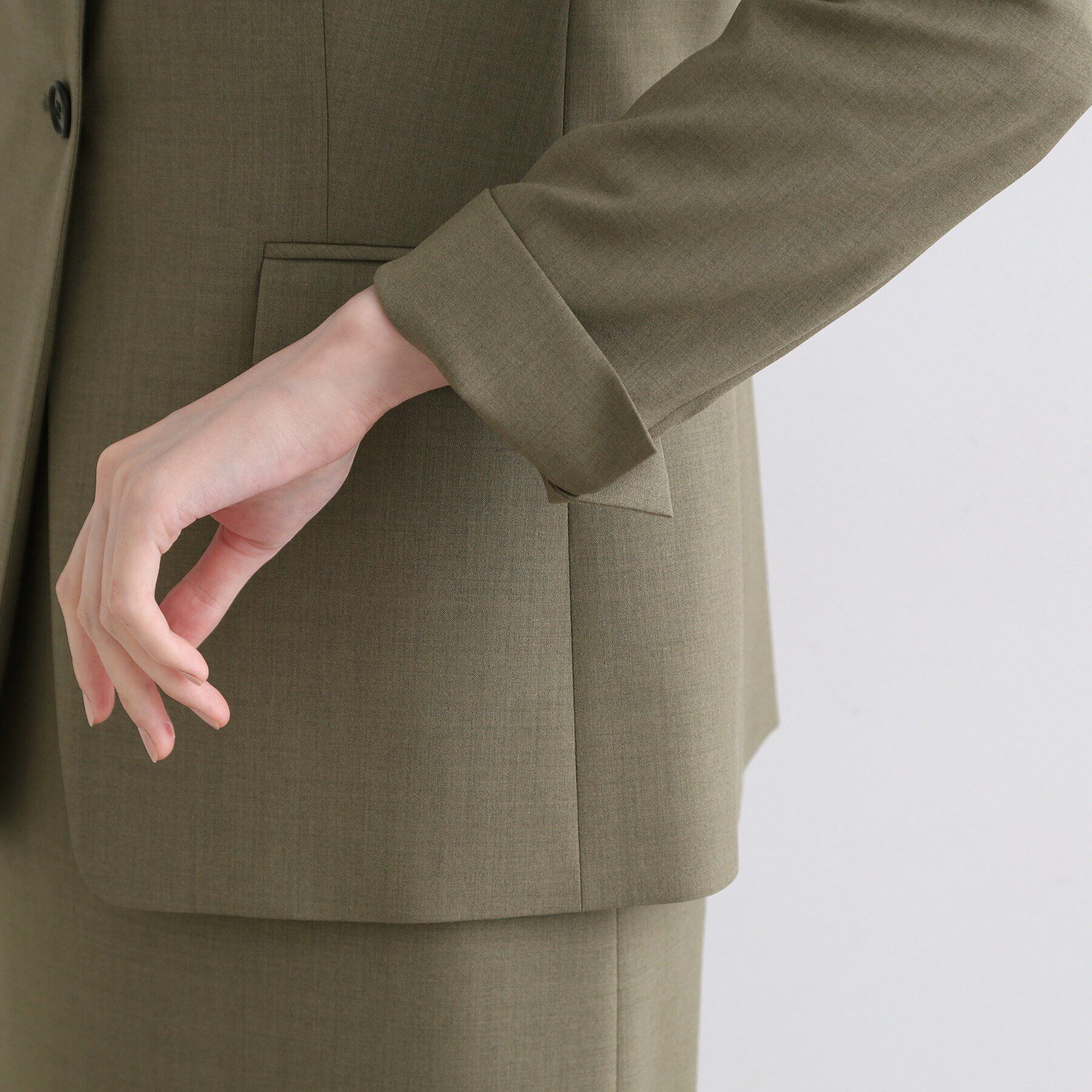 INDIVI「【定番スーツ／ウール混】無地ノーカラージャケット」|スーツ|