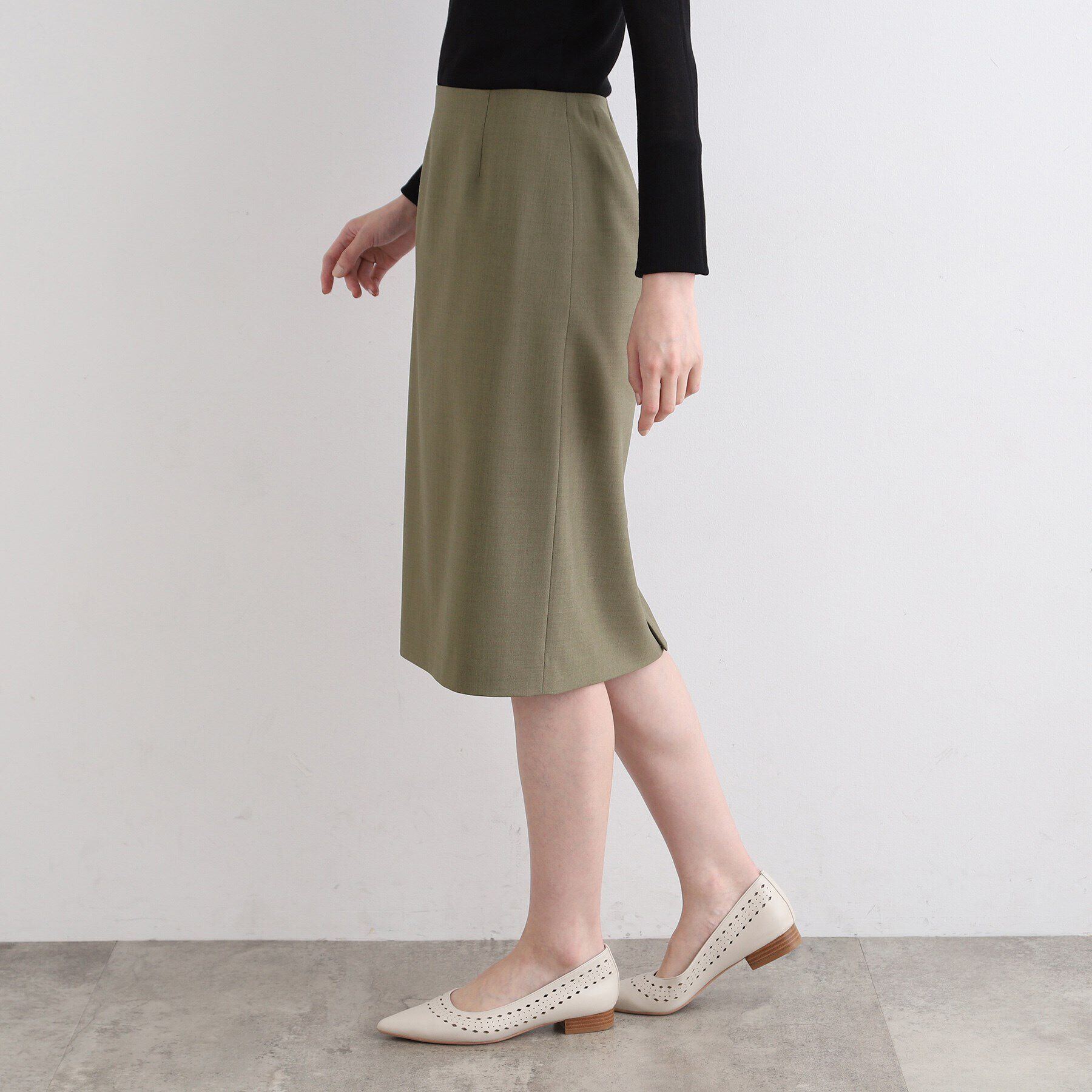 INDIVI「【定番スーツ／ウール混】無地ストレートスカート」|スーツ|