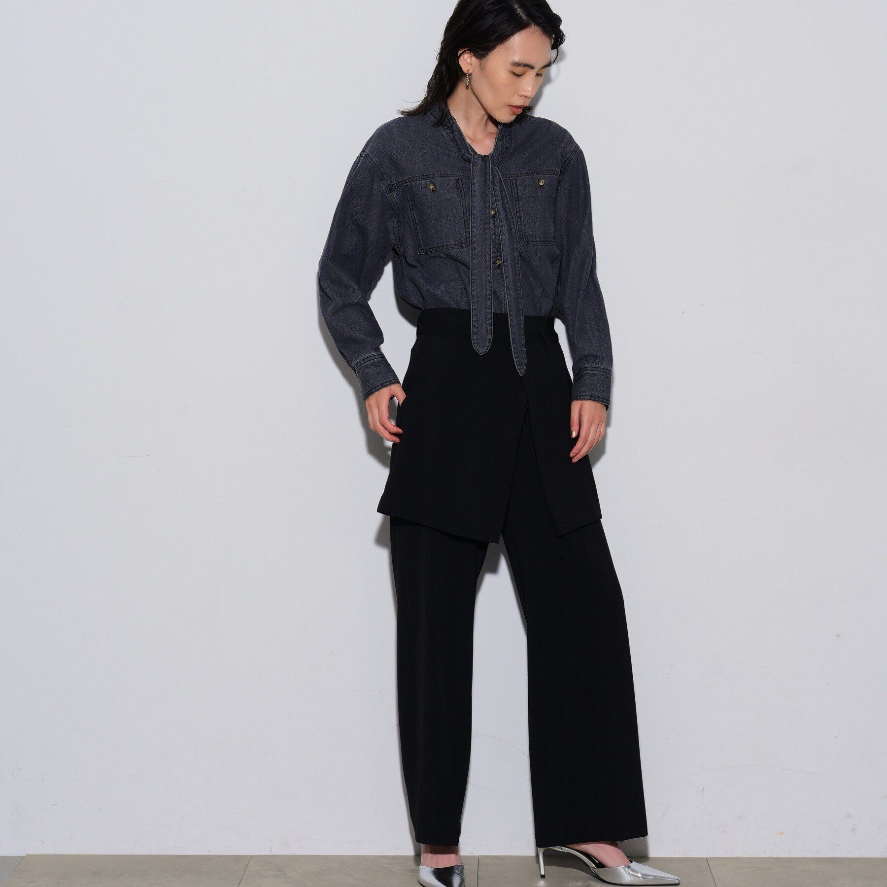 GALLEST「リボンデニムシャツ」|シャツ・ブラウス|