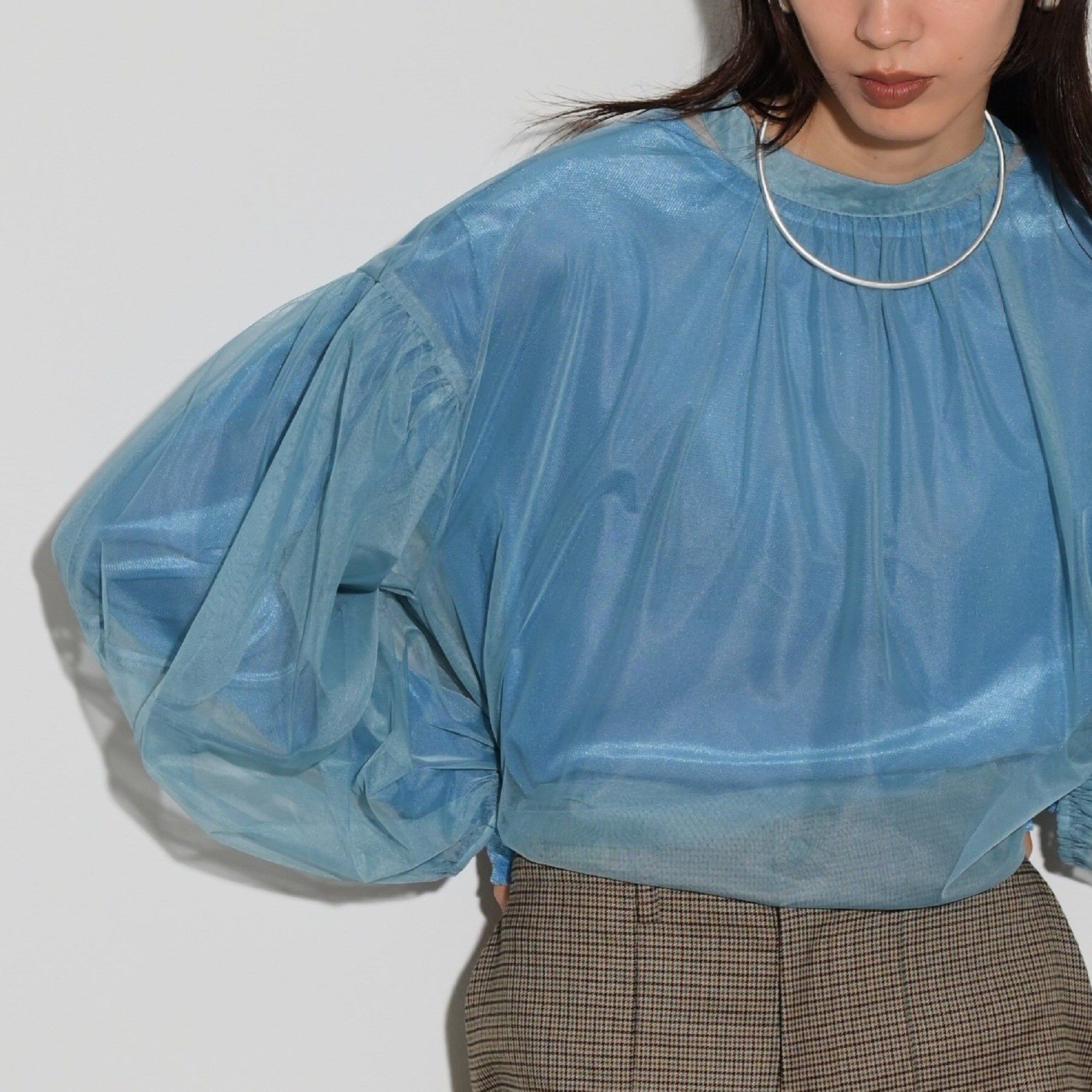 GALLEST「チュールフォルムブラウス」|シャツ・ブラウス|ブルー(091)