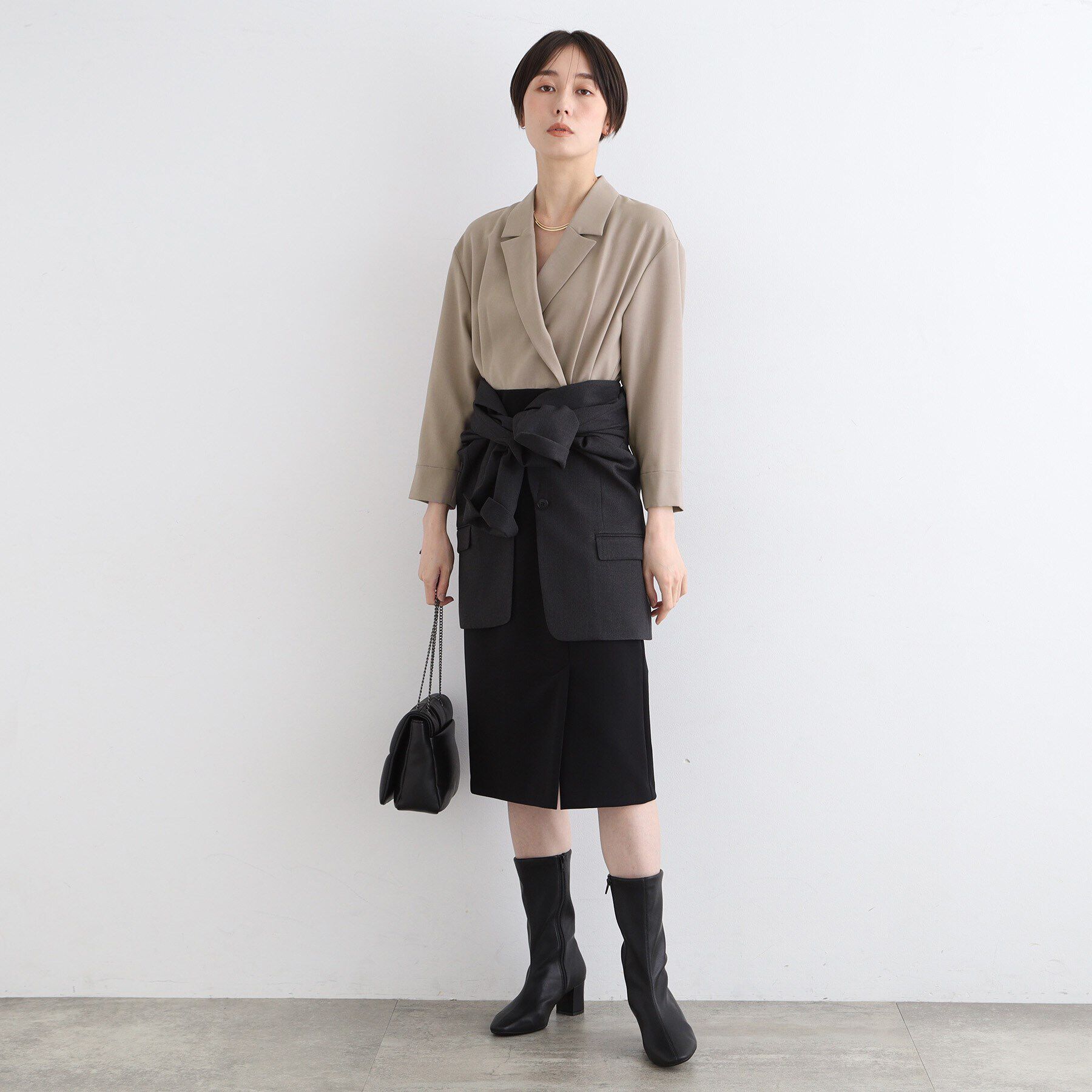 INDIVI「【洗える／日本製】ジャケットコンビワンピース」|ワンピース|