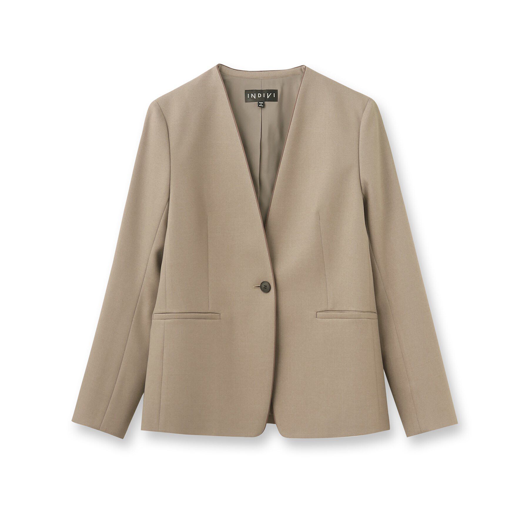 INDIVI「【洗える／UVケア／定番スーツ】ウール調ノーカラージャケット」|スーツ|