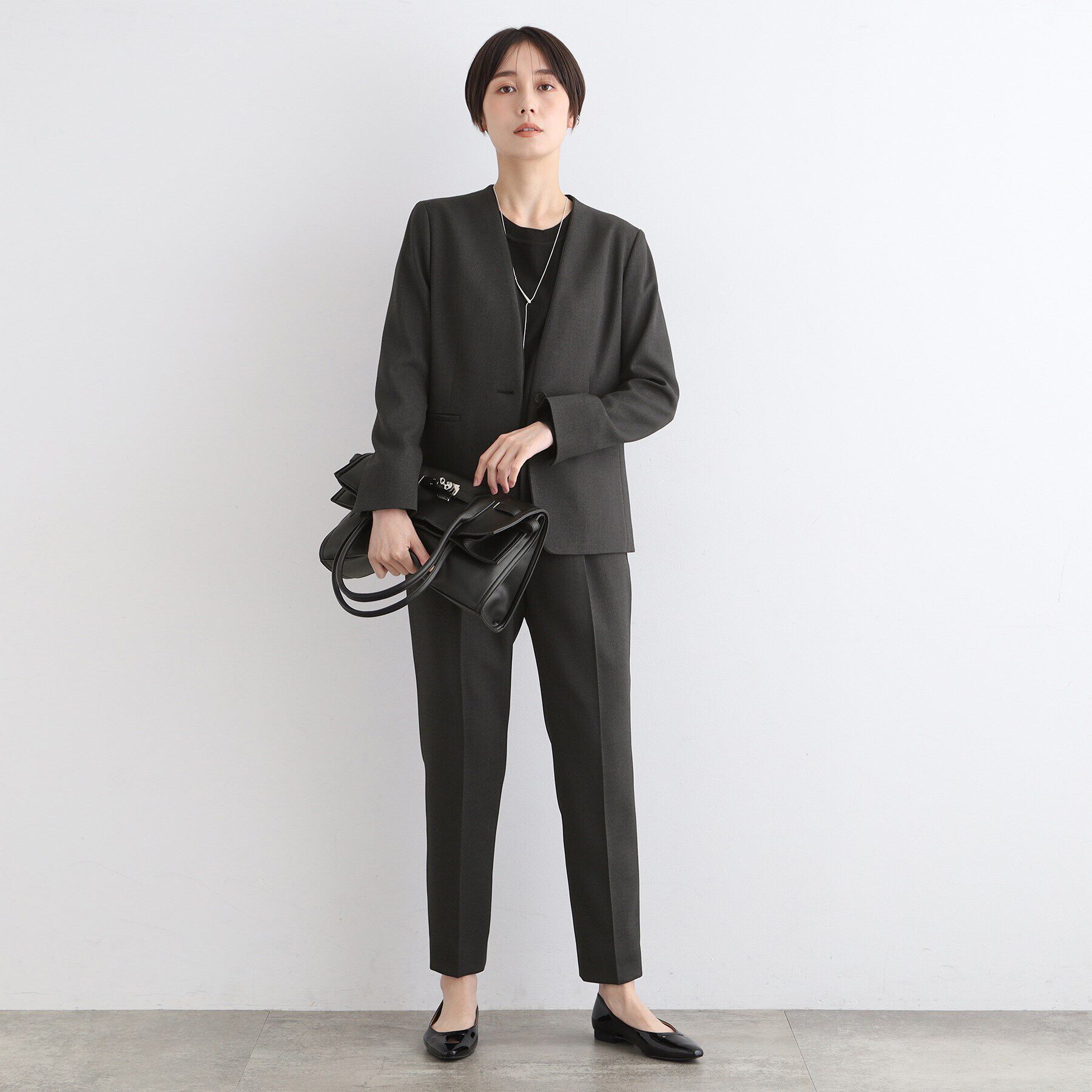 INDIVI「【洗える／UVケア／定番スーツ】ウール調ノーカラージャケット」|スーツ|