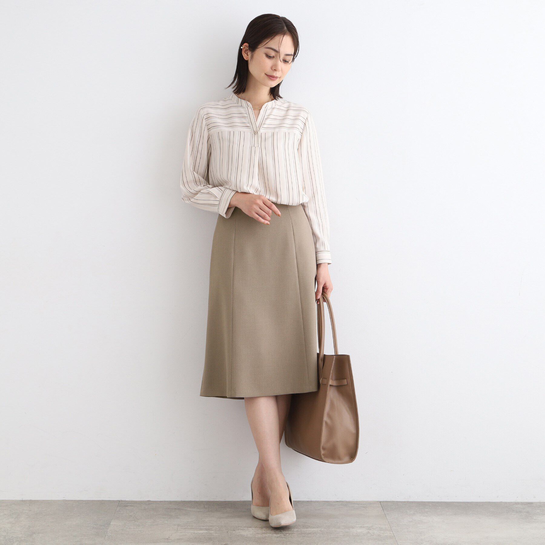 INDIVI「【洗える／UVケア／定番スーツ】ウール調セミフレアスカート」|スーツ|