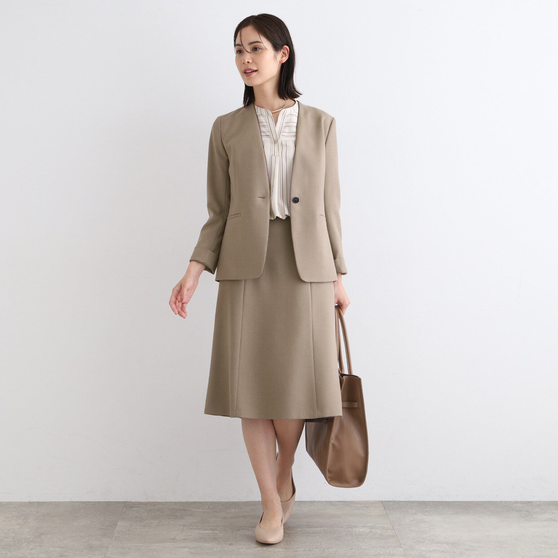 INDIVI「【洗える／UVケア／定番スーツ】ウール調セミフレアスカート」|スーツ|