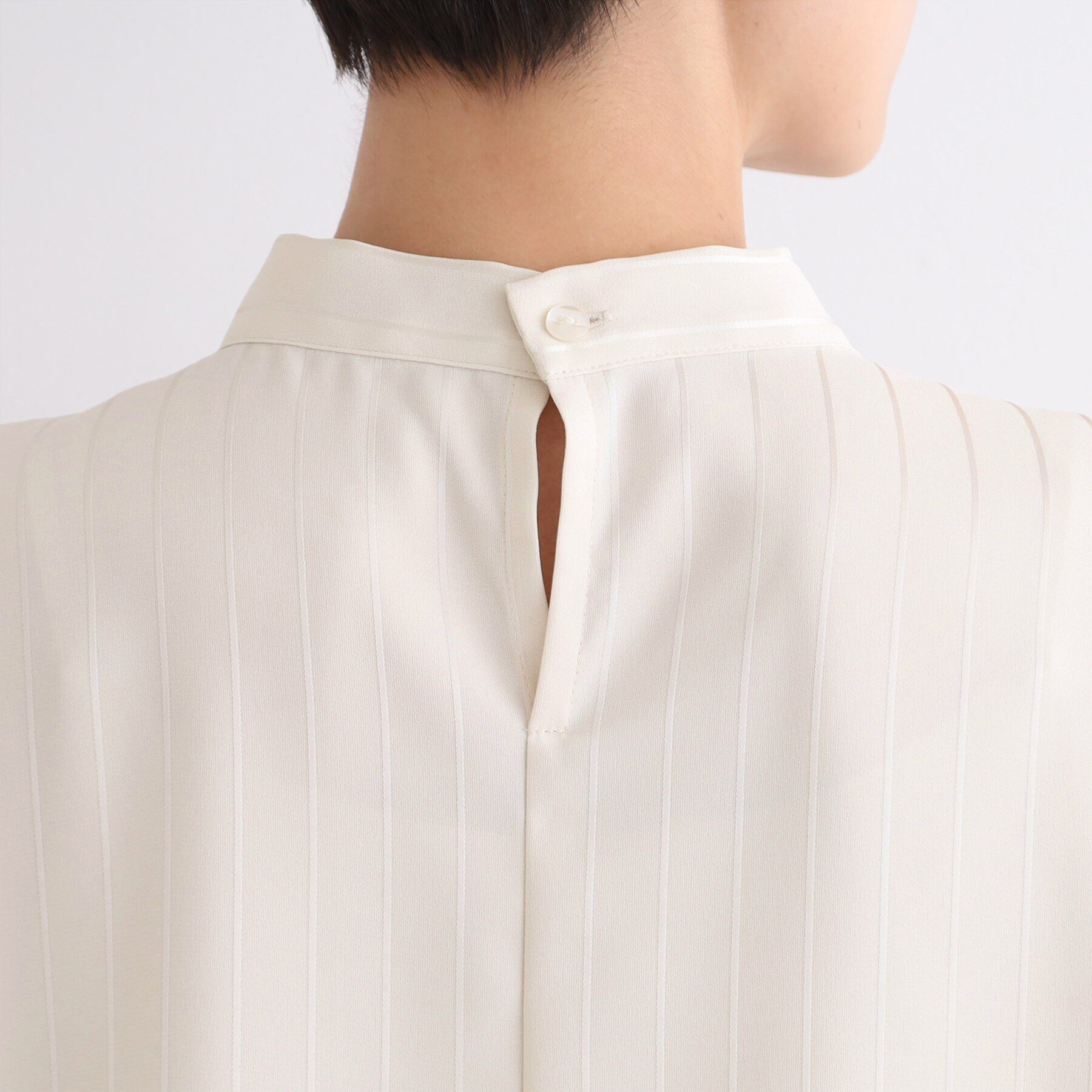 INDIVI「【洗える】シアーストライプ柄ボウタイブラウス」|シャツ・ブラウス|