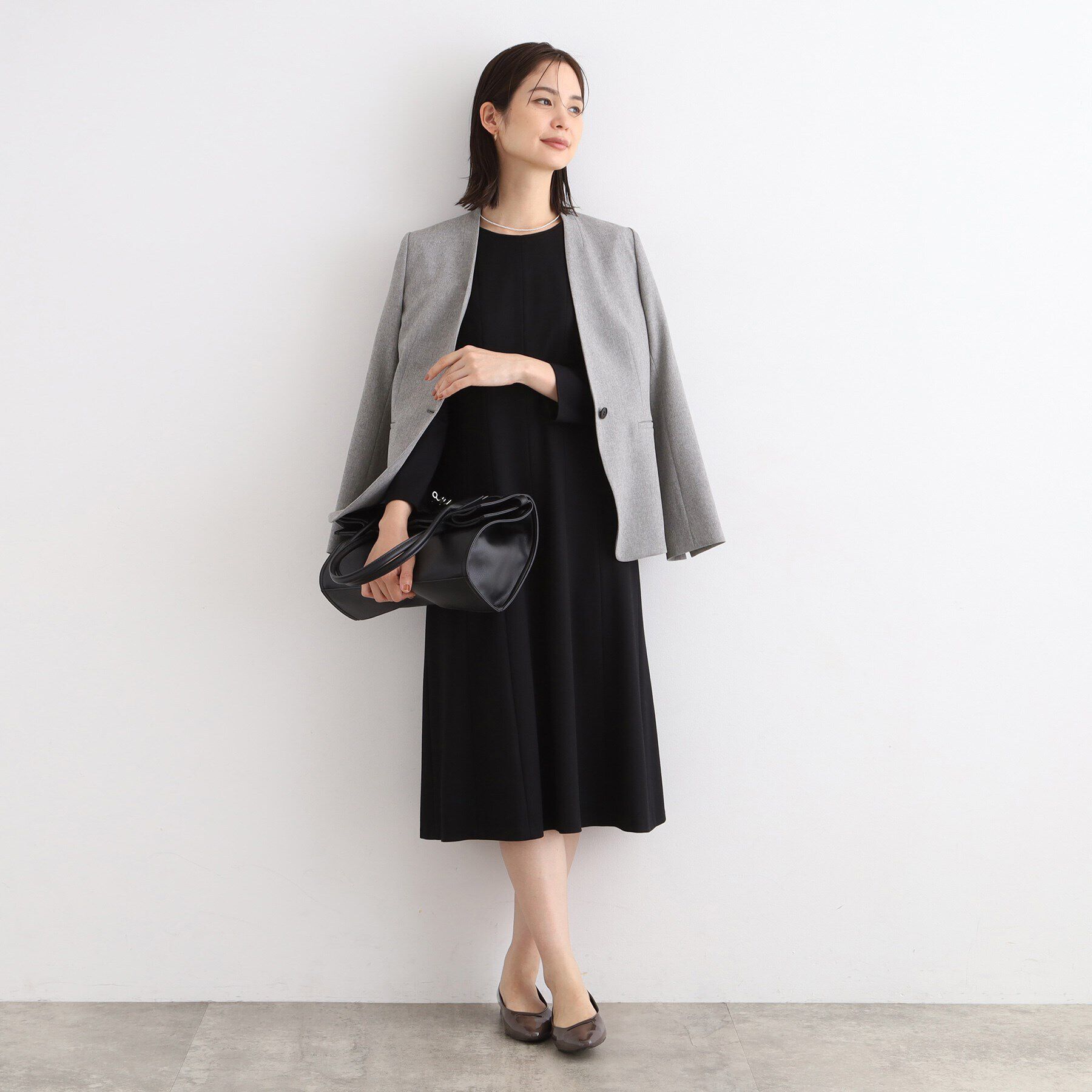 INDIVI「【定番スーツ／洗える／メランジ】ウールライクノーカラージャケット」|スーツ|