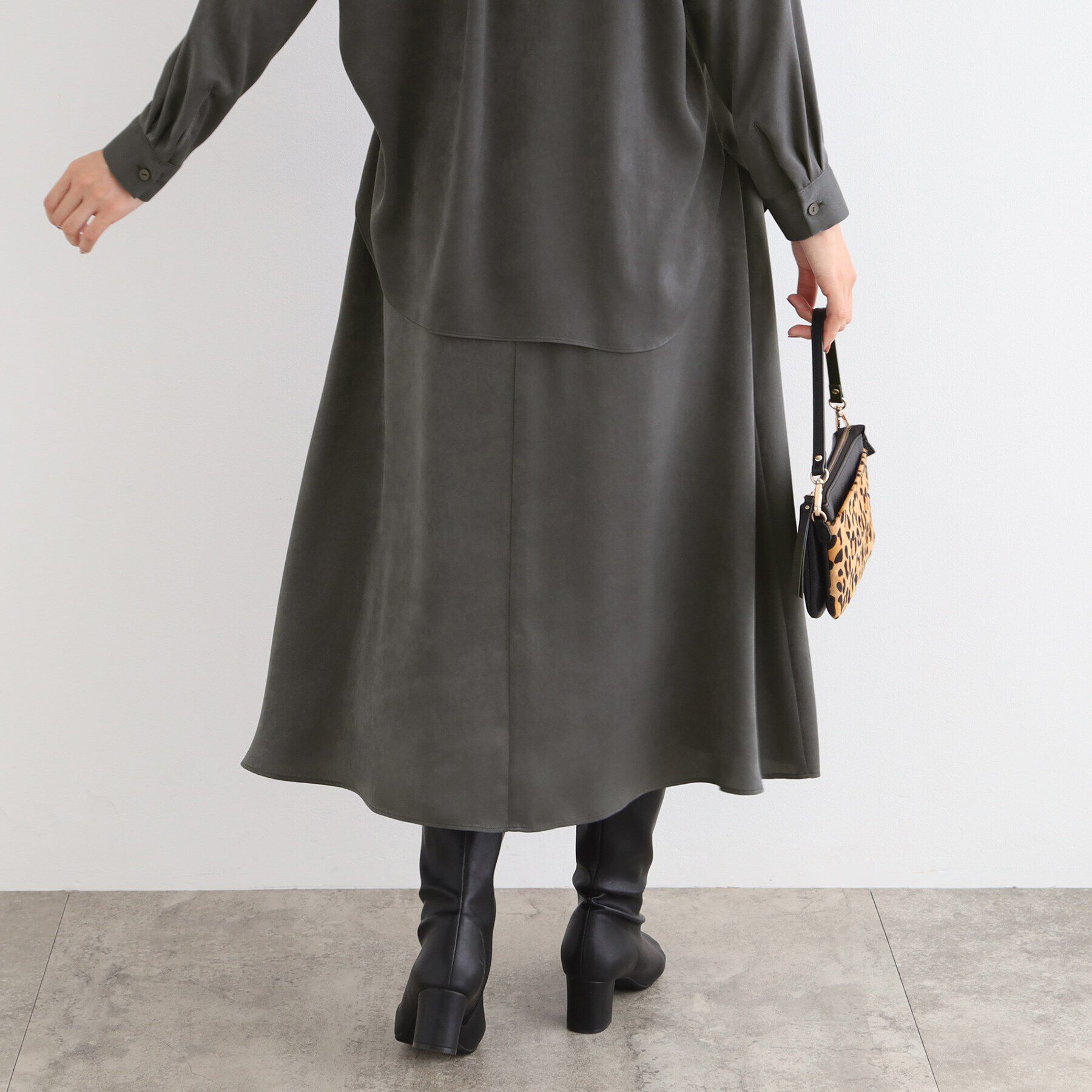 INDIVI「【洗える／UVケア】スエード調サテンタックスカート」|スカート|