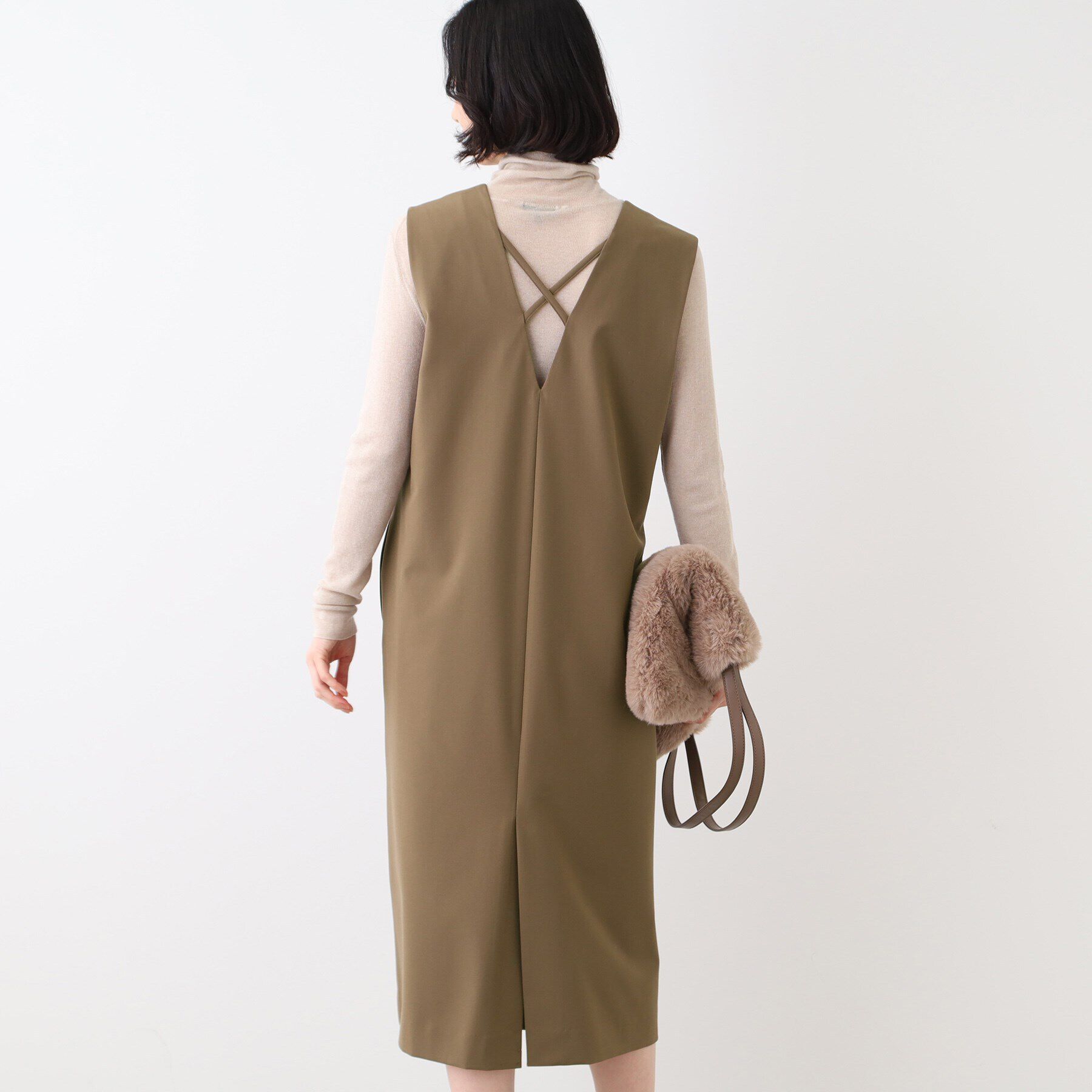 INDIVI「【洗える】ウールライクジャンパースカート」|ワンピース|