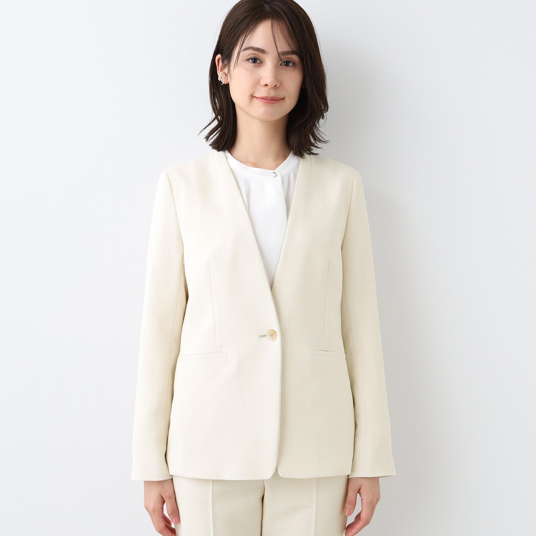 INDIVI「【洗える／スーツ】ノーカラージャケット」|スーツ|