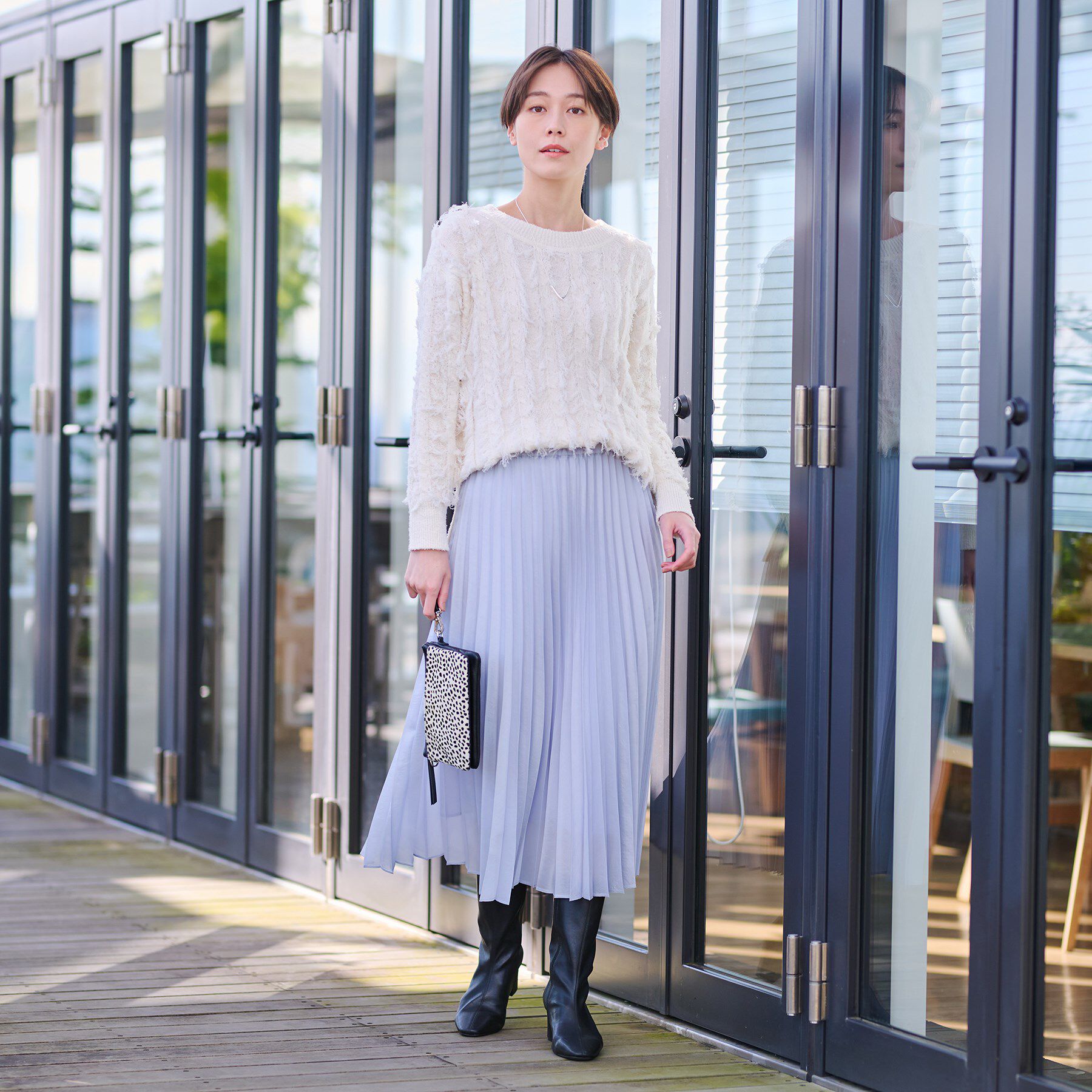 INDIVI「【洗える／ウエストゴム】アコーディオン調プリーツスカート」|スカート|