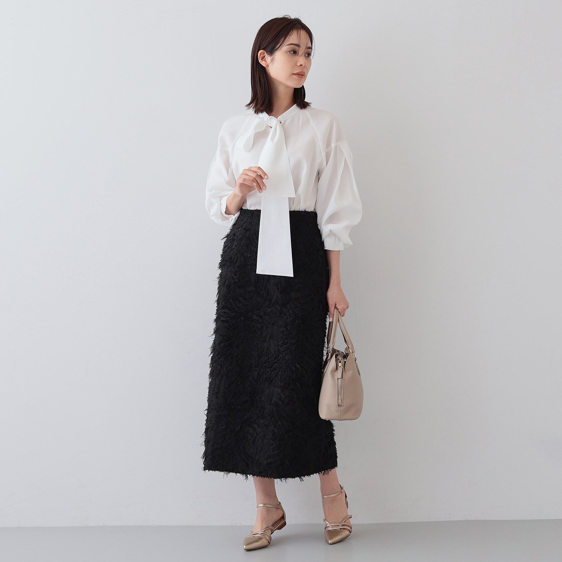 INDIVI「【2点セット／UVケア】ツイードジレ＆ボウタイブラウス カセット服」|その他|