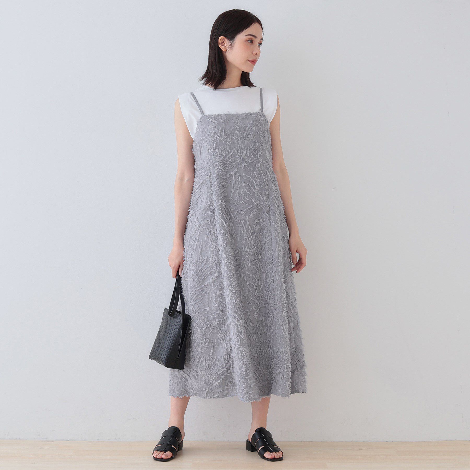 INDIVI「【トレンド素材】シアーカットジャカード キャミワンピース」|ワンピース|