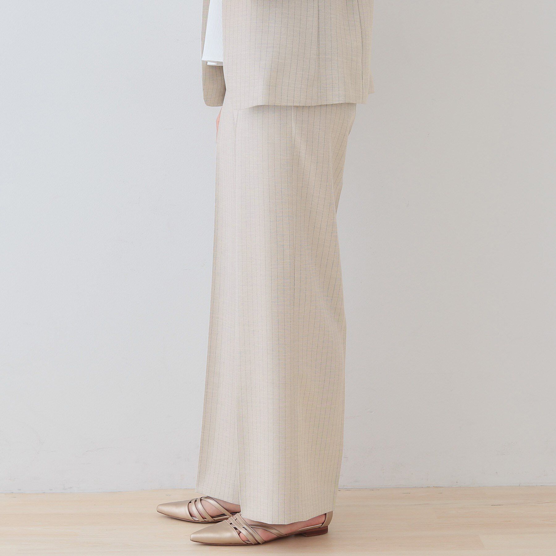 INDIVI「【こなれSETUP】リネンライクワイドパンツ」|その他|