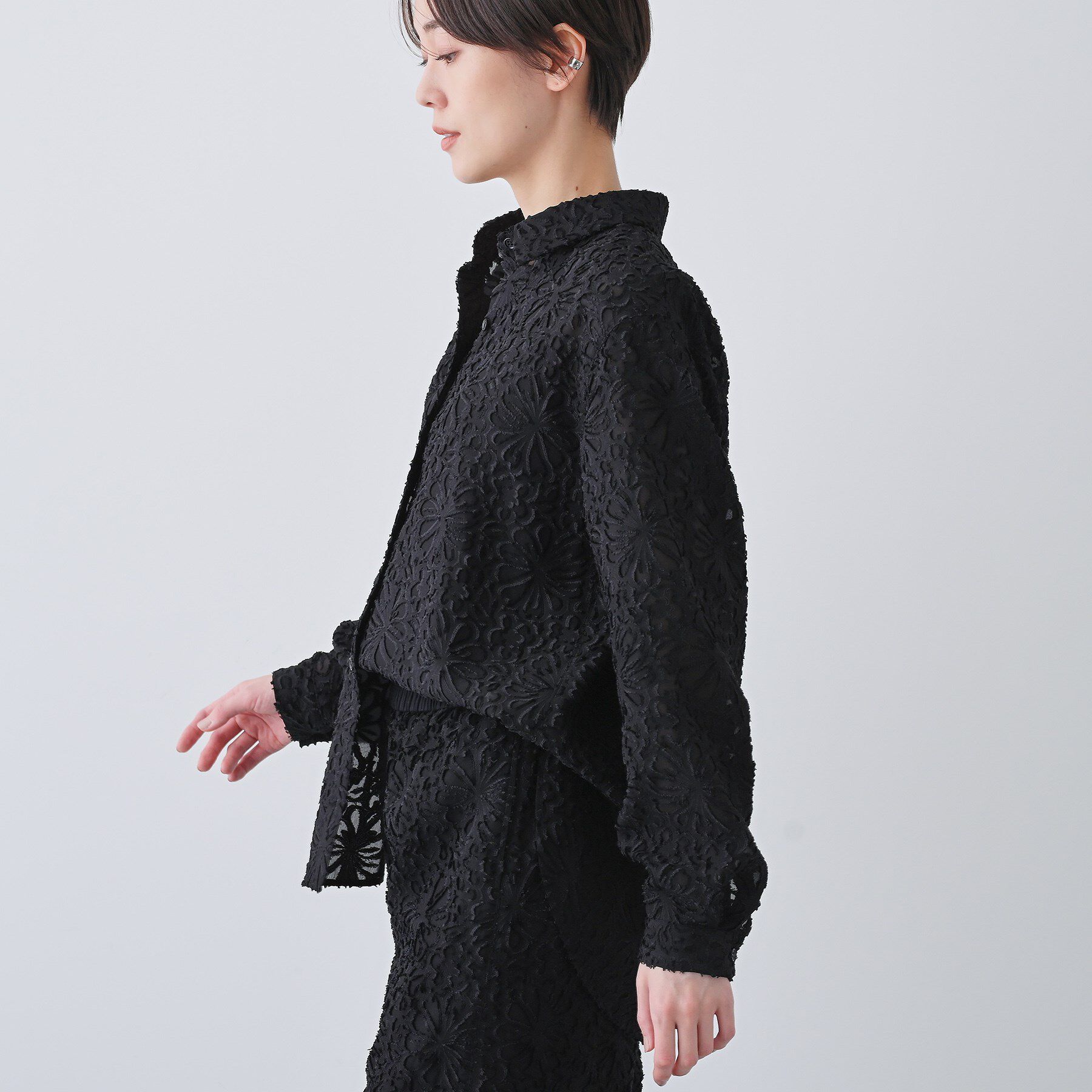 INDIVI「【日本製／SETUP可能】ジャカードレースブラウス」|シャツ・ブラウス|