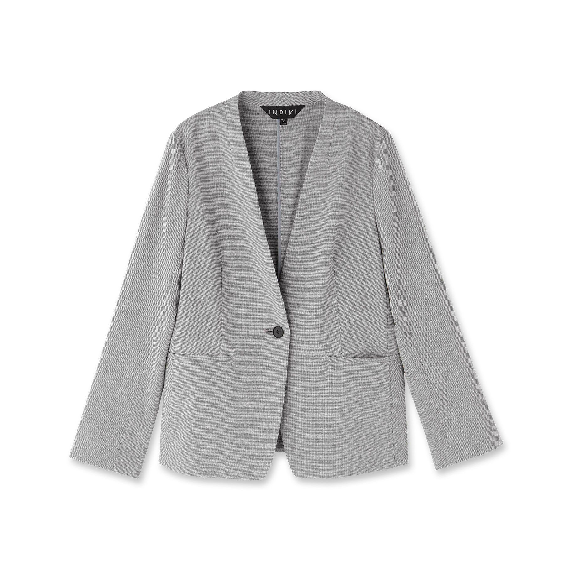 INDIVI「【洗える／夏スーツ】ミニ千鳥柄ノーカラージャケット」|ノーカラージャケット|