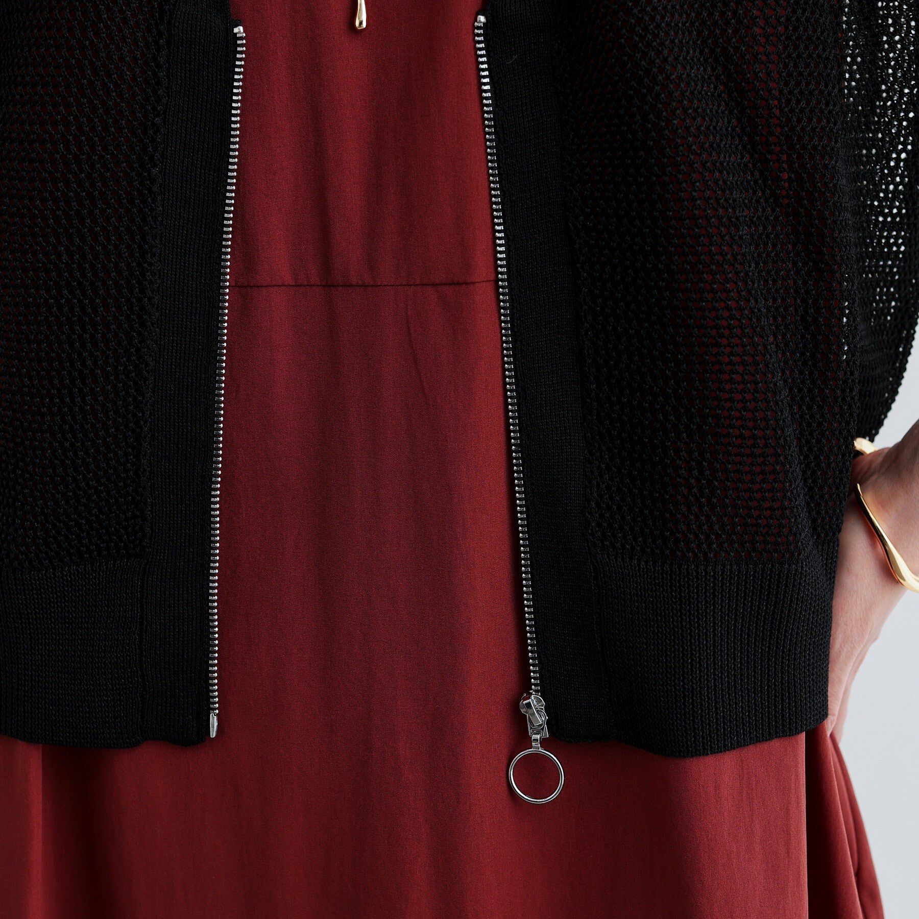 GALLEST「【再入荷】メッシュジップカーディガン」|カーディガン|