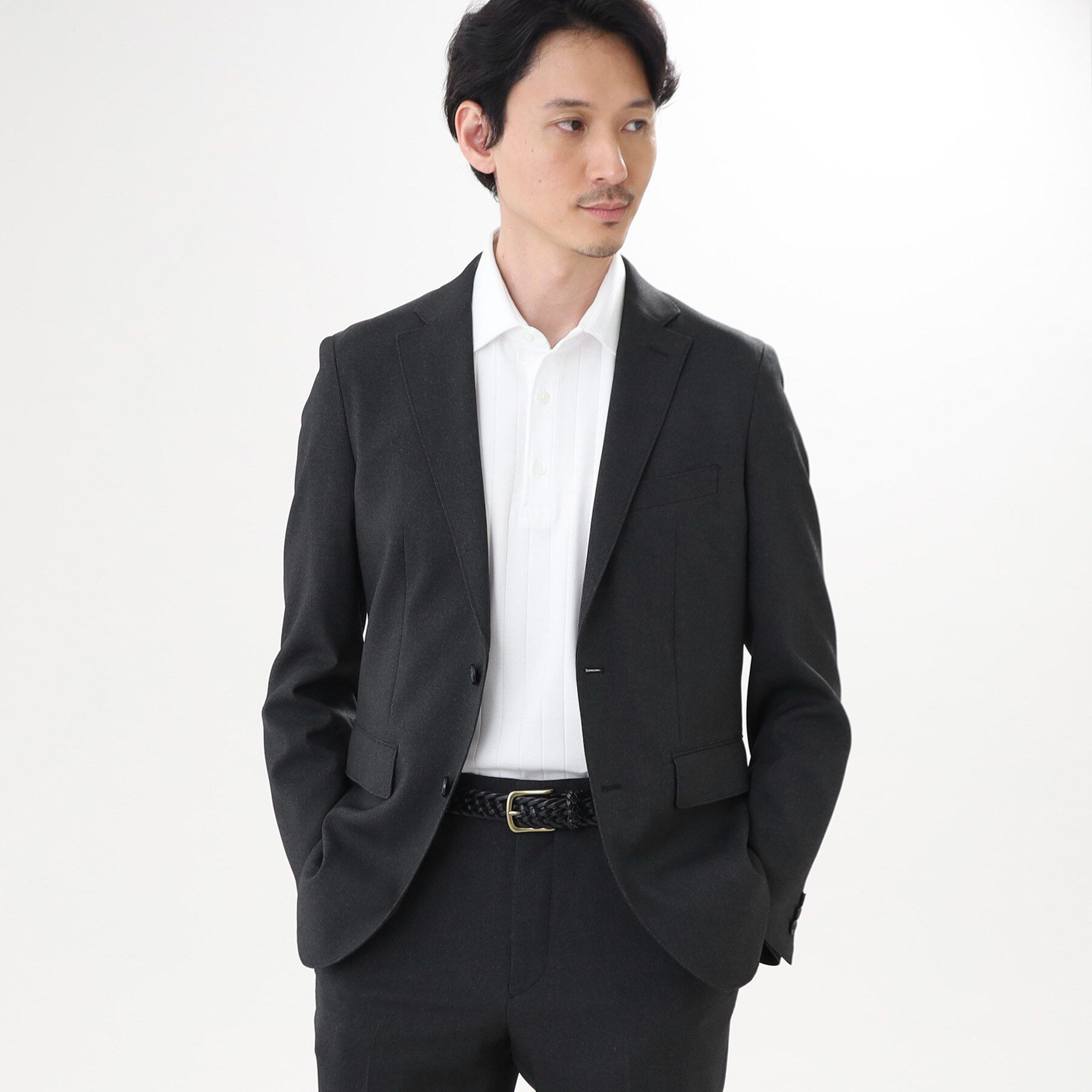 TAKEO KIKUCHI「【ONOFF/セットアップ対応】メランジ シャークスキン ストレッチジャケット」|テーラードジャケット|ディープグレー(61