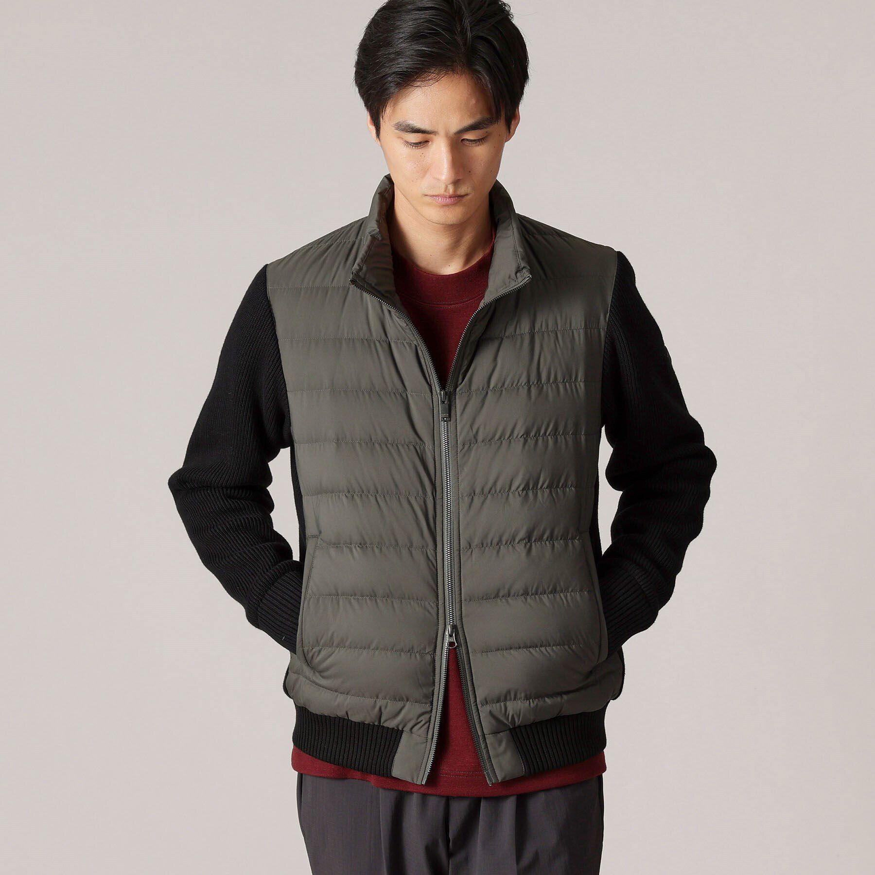 TAKEO KIKUCHI「【コンパクトダウン】ニットコンビ ダウンブルゾン」|ブルゾン・スタジャン|