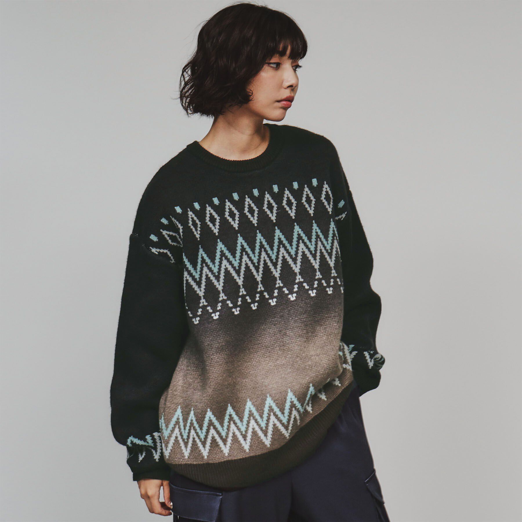 tk.TAKEO KIKUCHI「グラデダイフェアアイルニット」|ニット・セーター|ブラウン(443)