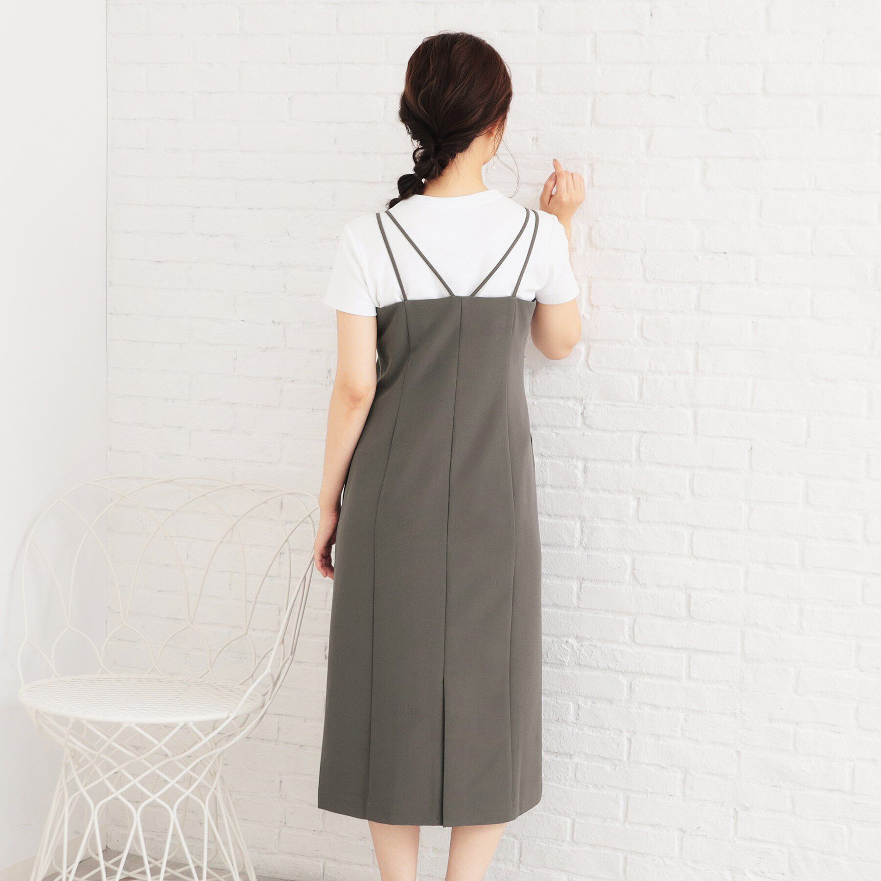 index「《ツインセット》刺繍シアートップス&times;キャミワンピース【洗濯機洗い可】」|ワンピース|