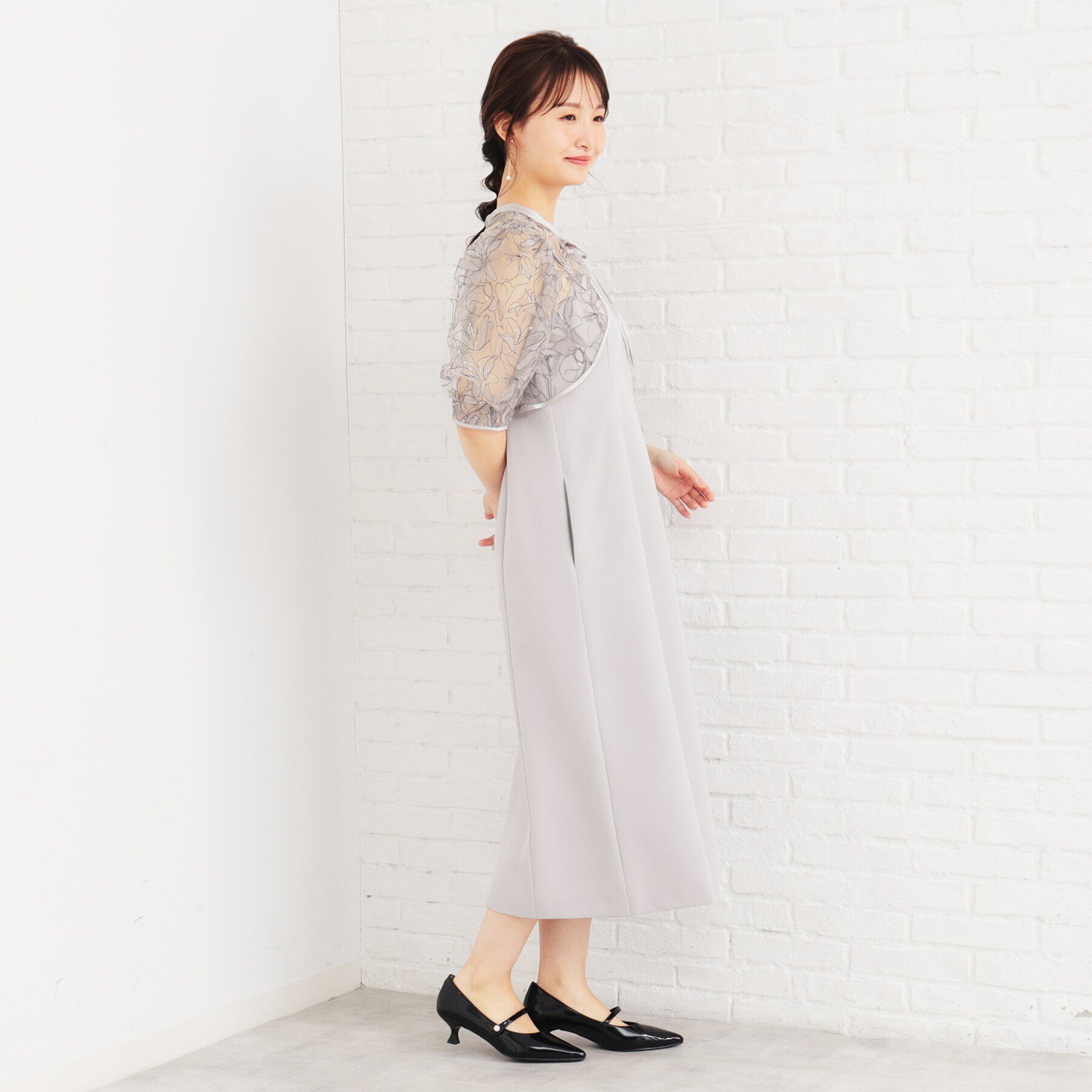 index「《ツインセット》刺繍シアートップス&times;キャミワンピース【洗濯機洗い可】」|ワンピース|