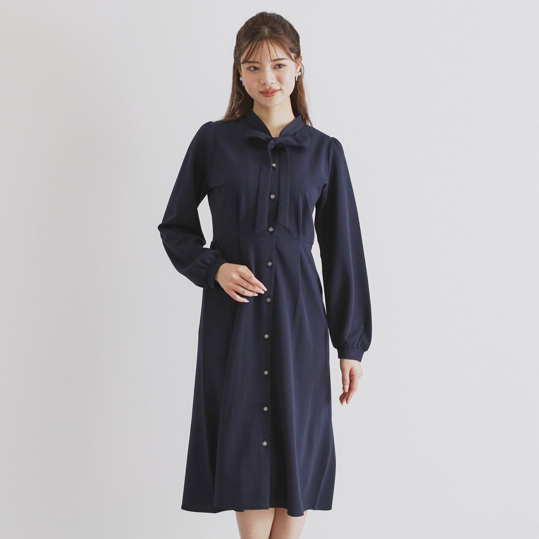 index「ストレッチボウタイワンピース【洗濯機洗い可】」|ワンピース|