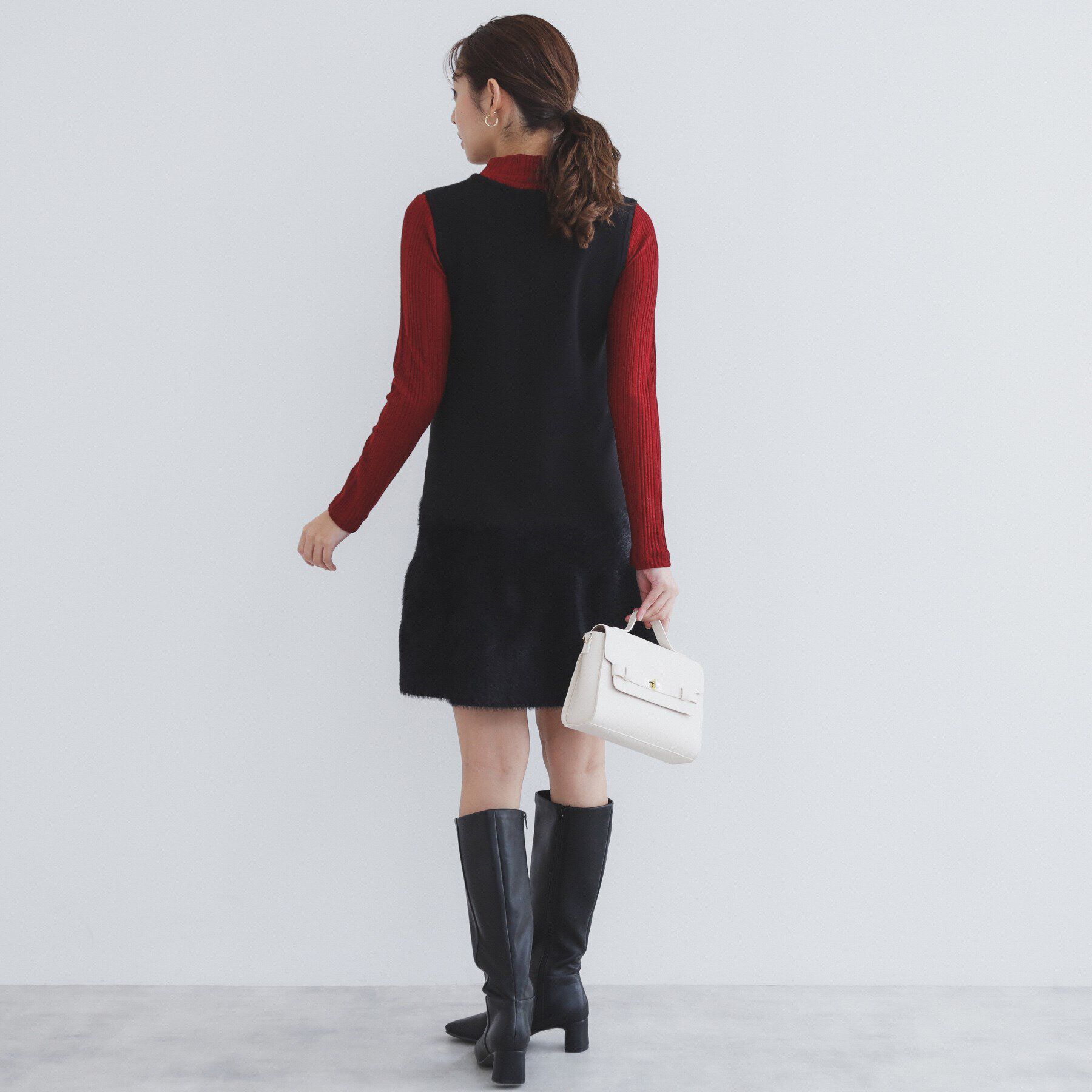 index「フェザー切り替えニットジャンパースカート【洗濯機洗い可】」|ワンピース|