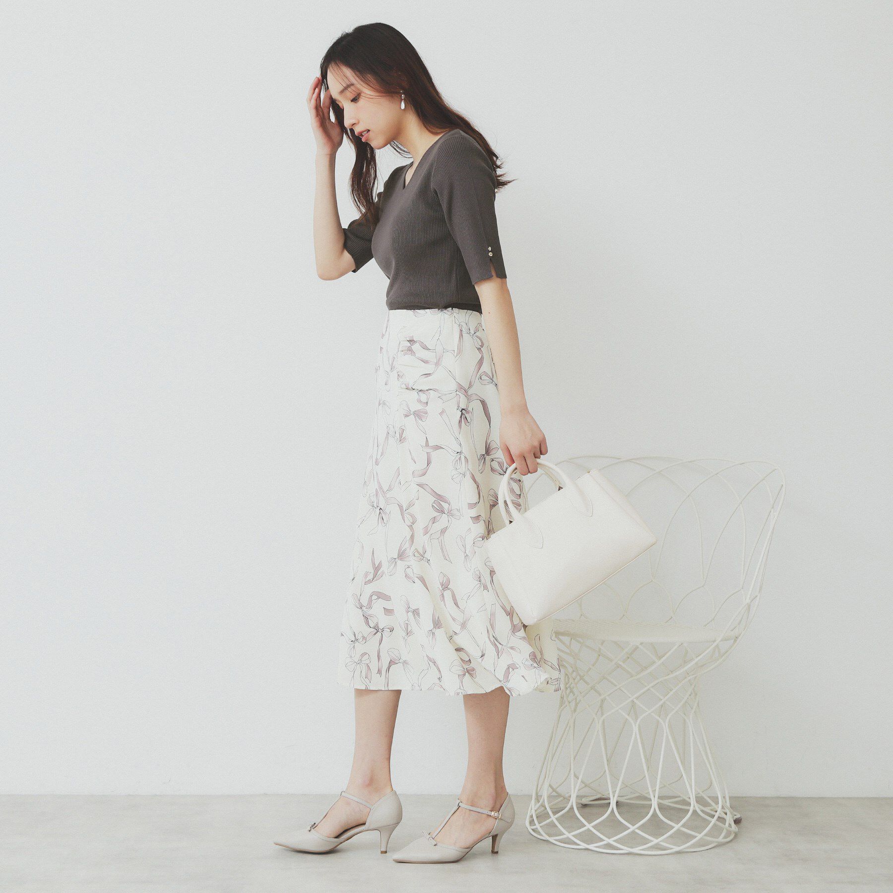 index「《5色展開》Vネックリブニット【洗濯機洗い可】」|ニット・セーター|