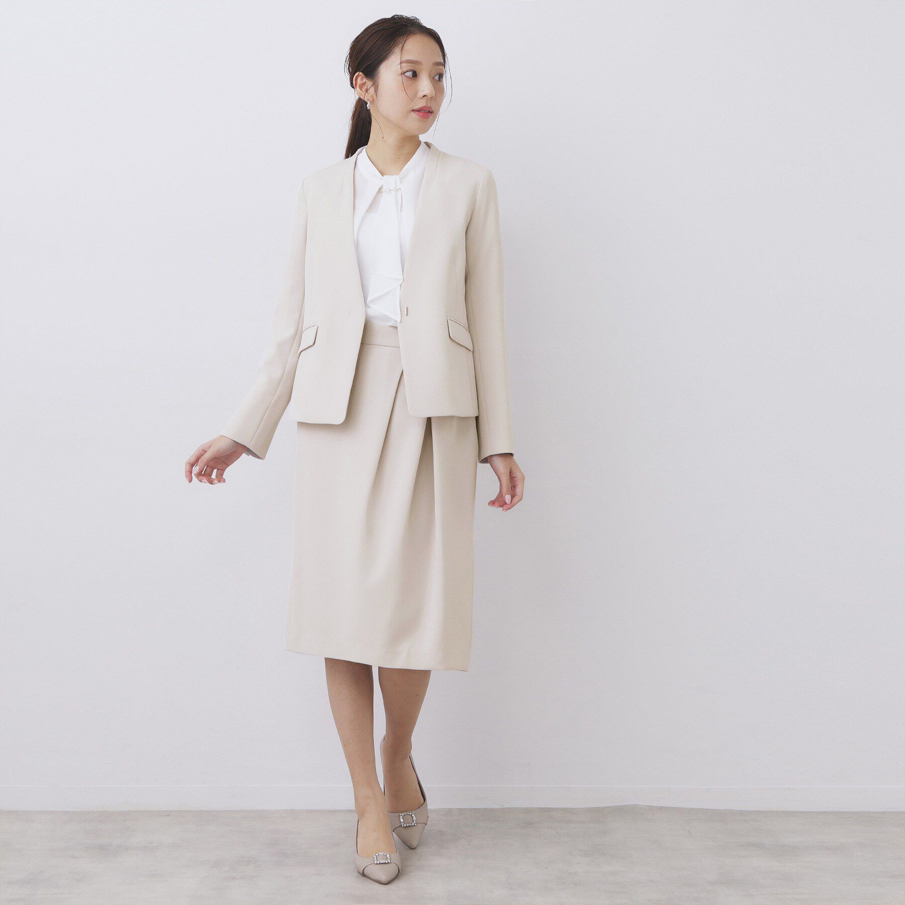 index「アシンメトリーストレッチタックスカート/セットアップ対応【洗濯機OK/防シワ/イージーアイロン】」|スカート|