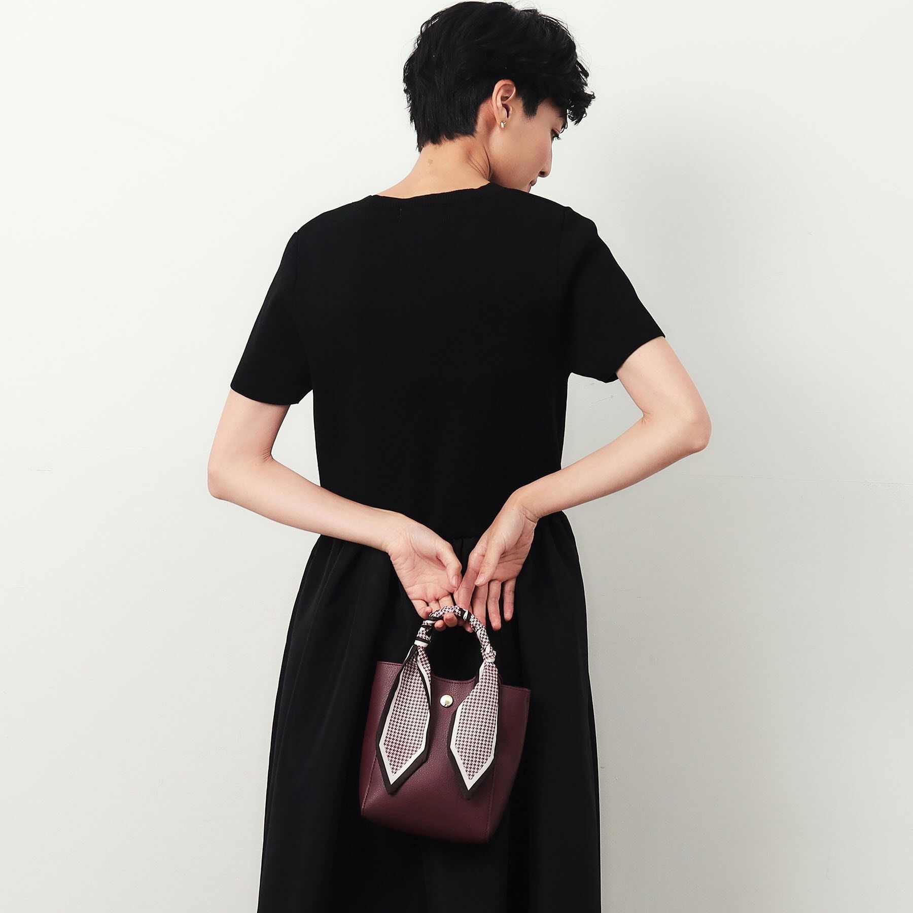 OPAQUE.CLIP「長さ調整可能！千鳥柄スカーフ付き合皮ミニショルダーバッグ」|ショルダー・メッセンジャー|