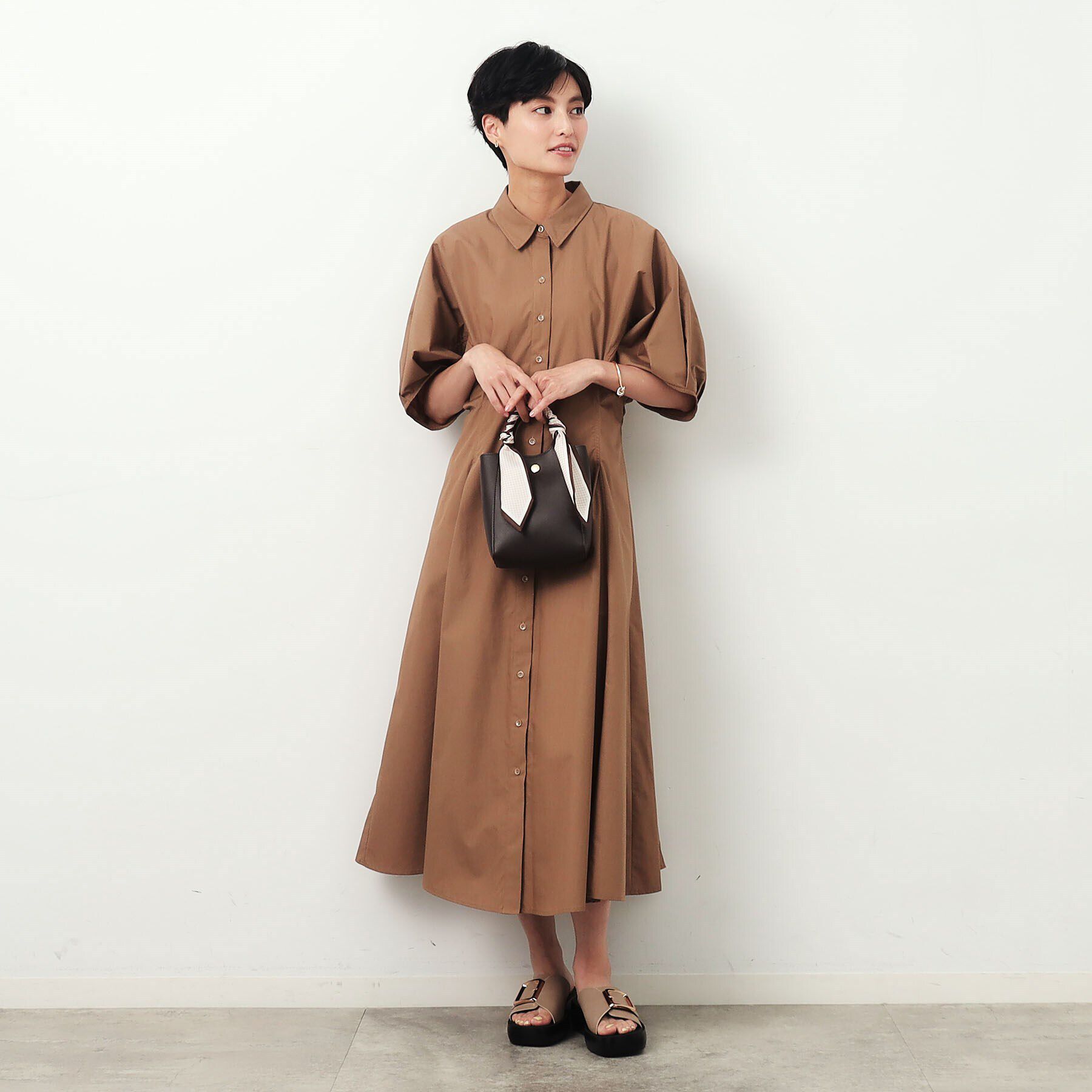 OPAQUE.CLIP「長さ調整可能！千鳥柄スカーフ付き合皮ミニショルダーバッグ」|ショルダー・メッセンジャー|