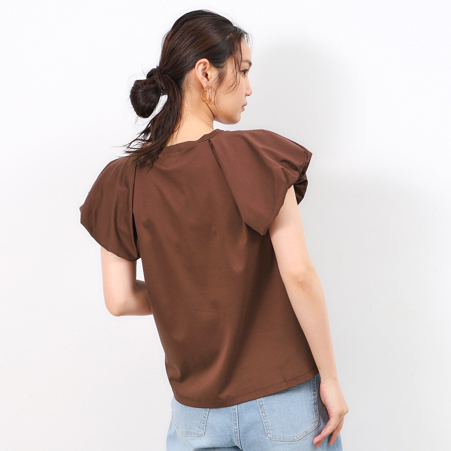 OPAQUE.CLIP「《美人百花掲載》バルーンスリーブカットソー【洗濯機洗い可】」|Tシャツ・カットソー|