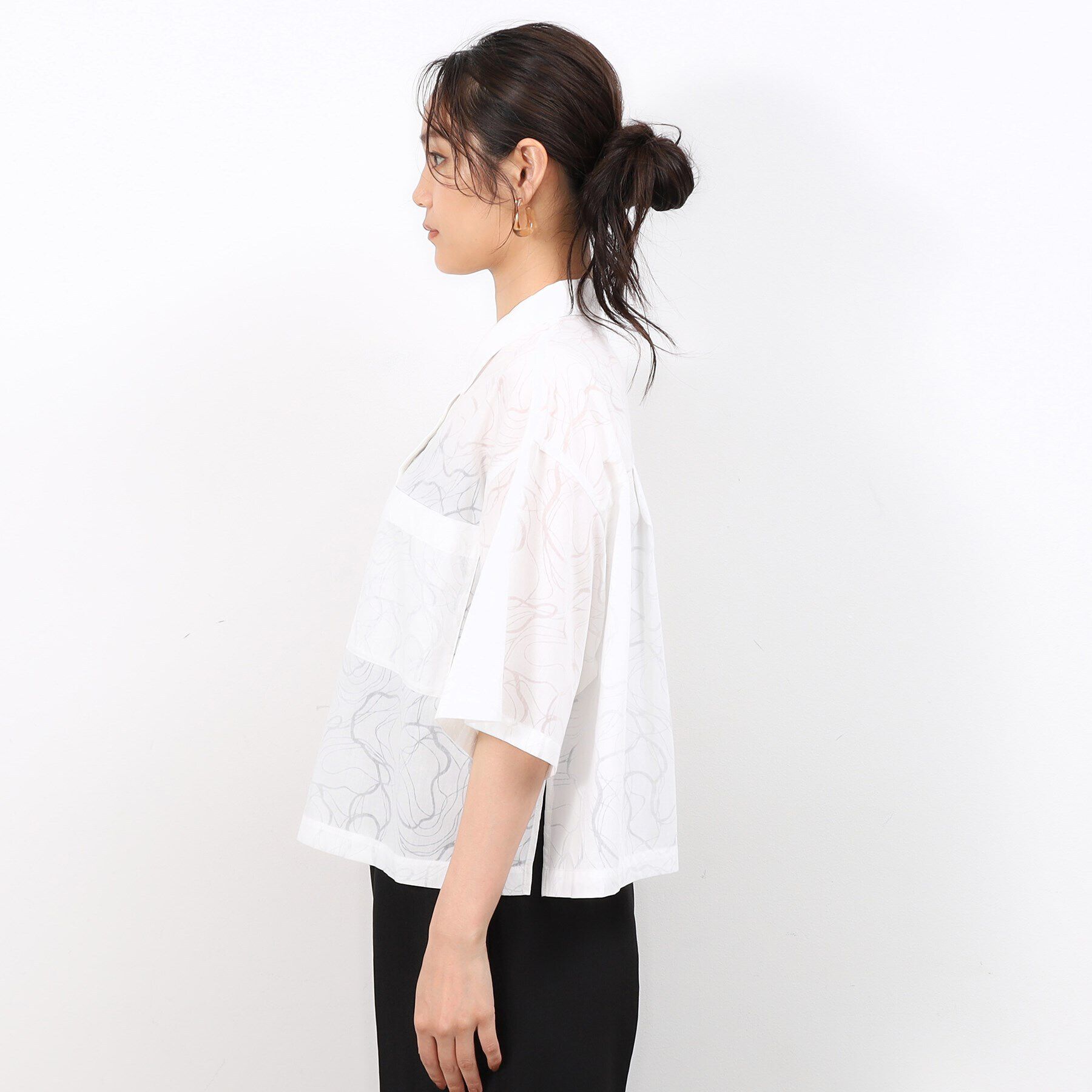 OPAQUE.CLIP「オパール柄ハーフスリーブシャツ【洗濯機洗い可】」|シャツ・ブラウス|