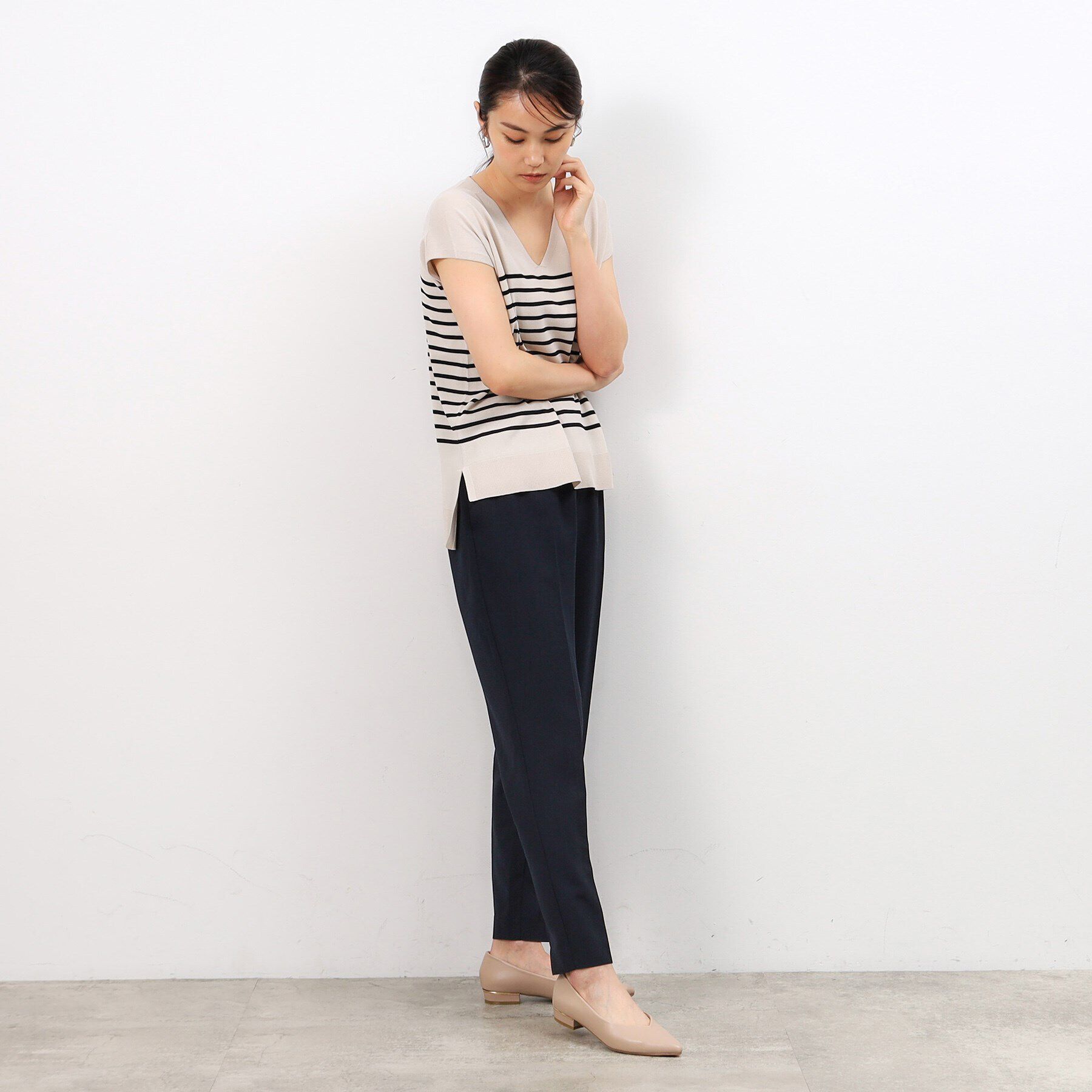 OPAQUE.CLIP「【抗菌防臭加工】メタルパーツVフラットポインテッドパンプス」|パンプス|